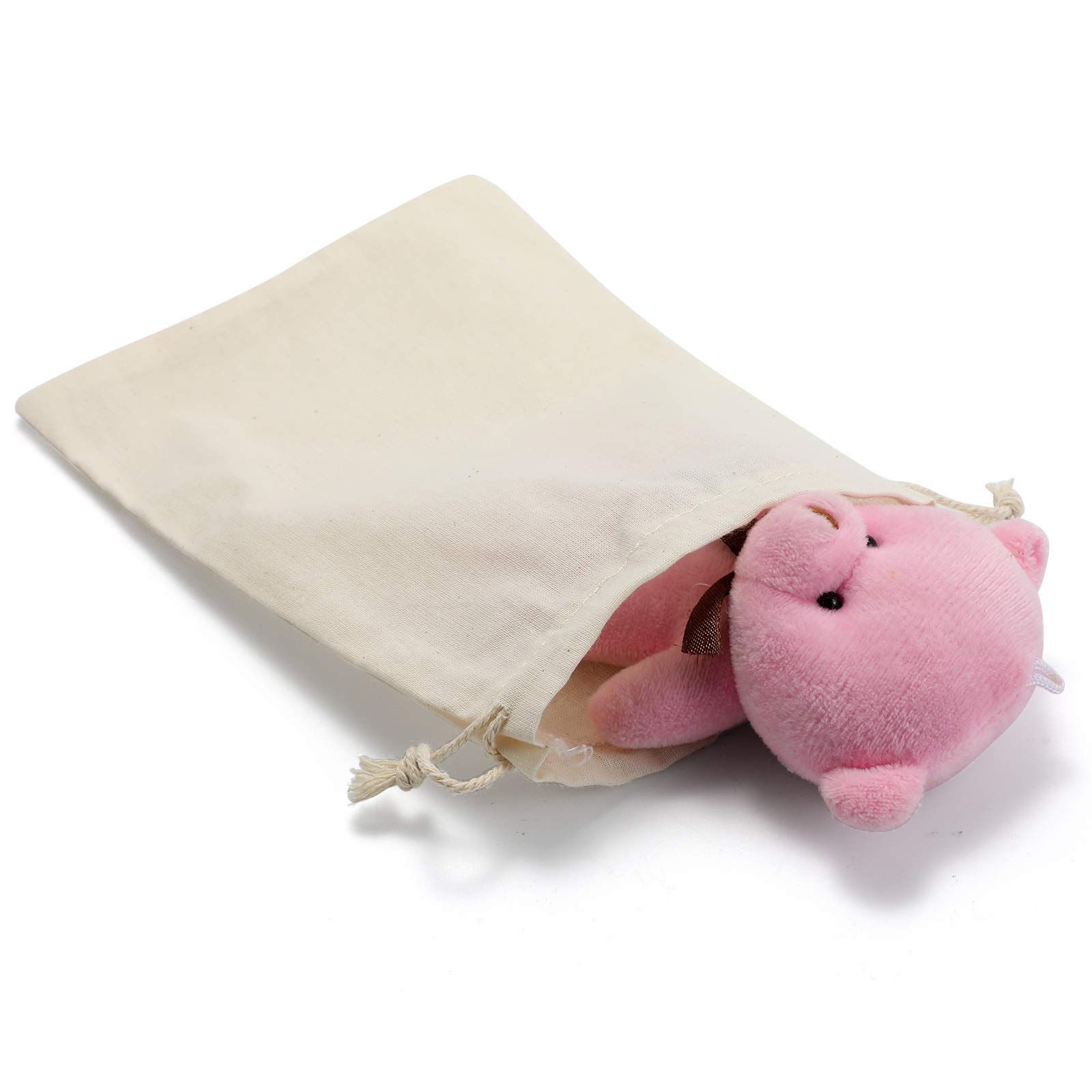 Organic Cotton Muslin Drawstring Bags - 30Pcs 5x7 inch & 20Pcs 4x6 inch Mix Size Set | Reusable Party Favor Bags, Sachet Bags, Gift Bags for Weddings, Baby Showers, Bridal Showers & DIY Crafts