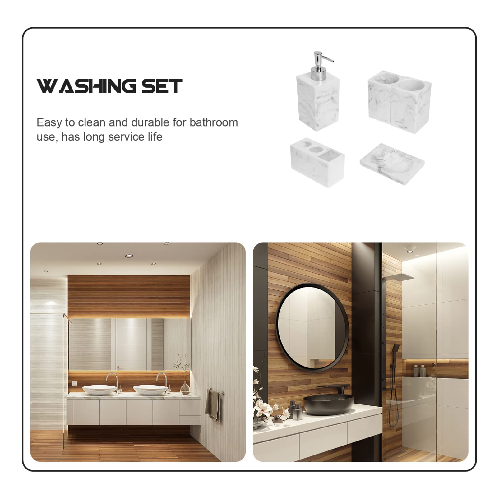 Premium Marble Bathroom Toiletry Set - 6-Piece Luxury Lotion Bottle, Toothbrush Holder & Storage Cup | Modern Bathroom Accessories for Spa, Hotel & Home Decor