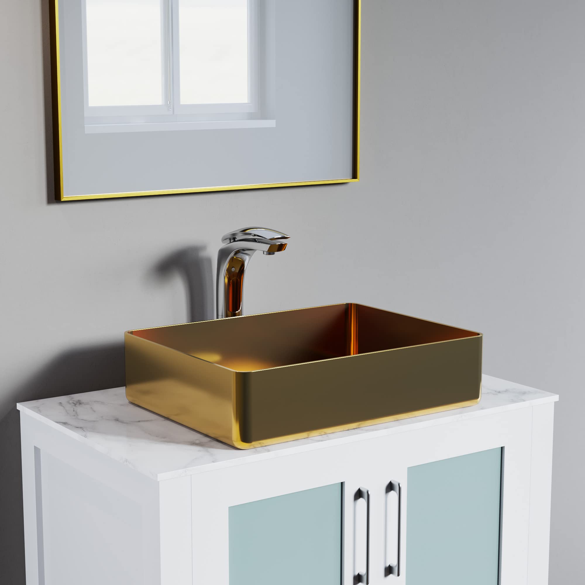 Dowell Modern Tall Vessel Sink Faucet - Single Handle One Hole Bathroom Vanity Faucet in Chrome (Model 8001 018 01) - Perfect for Contemporary Bathroom & Powder Room Decor
