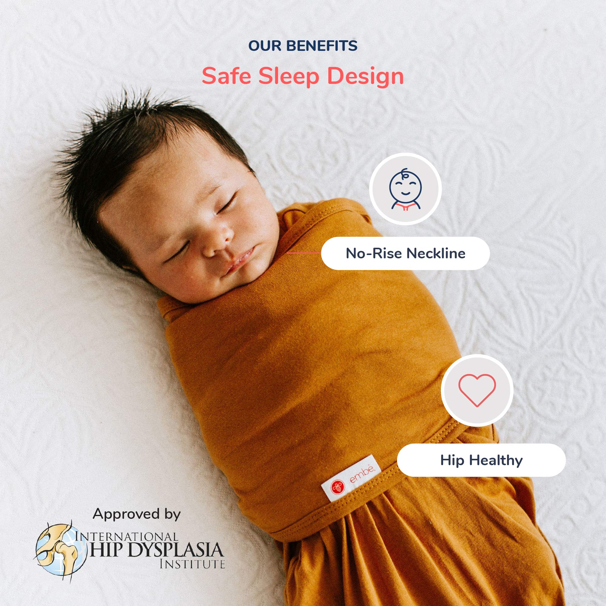 Embe Baby Eczema Sleep Sack with Fold-Over Mittens | Soft Organic Cotton Swaddle for Sensitive Skin | No-Scratch Sleeves for Newborns & Infants | Perfect for Nighttime Sleep & Eczema Relief