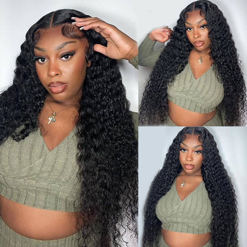 Eullair Glueless Curly Human Hair Wig 6x4 5x5 Lace Closure Wig - Pre Cut Lace, Pre Plucked Hairline, Beginner Friendly, 30s Quick Install - Perfect for Daily Wear, Parties & Cosplay