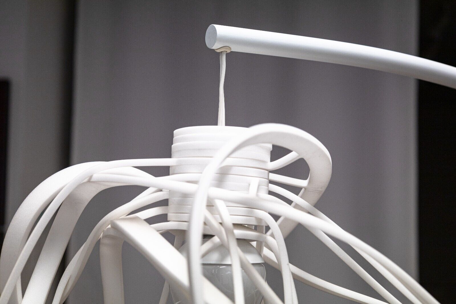 Hiroshi Kawano for Ligne Roset Bloom White Metal and Foam Modern Arc Floor Lamp - Stylish Contemporary Lighting for Living Room, Bedroom, or Office Decor