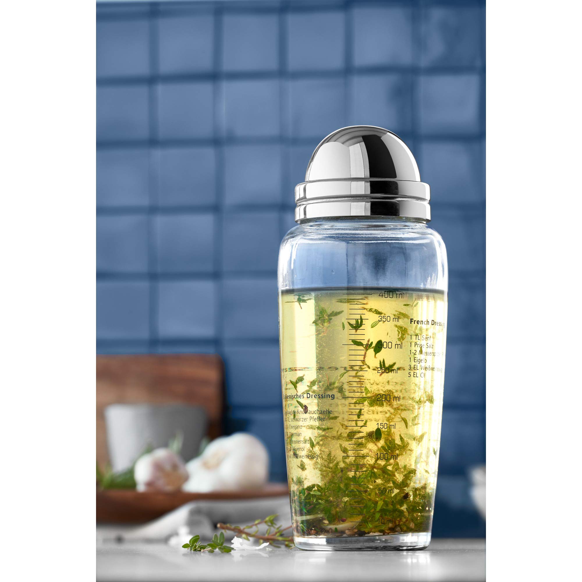 WMF Premium Salad Dressing Shaker - 500ml Glass Bottle with Leak-Proof Lid for Homemade Vinaigrette & Oil Mixing - Perfect for Kitchen, Restaurants & Healthy Meal Prep