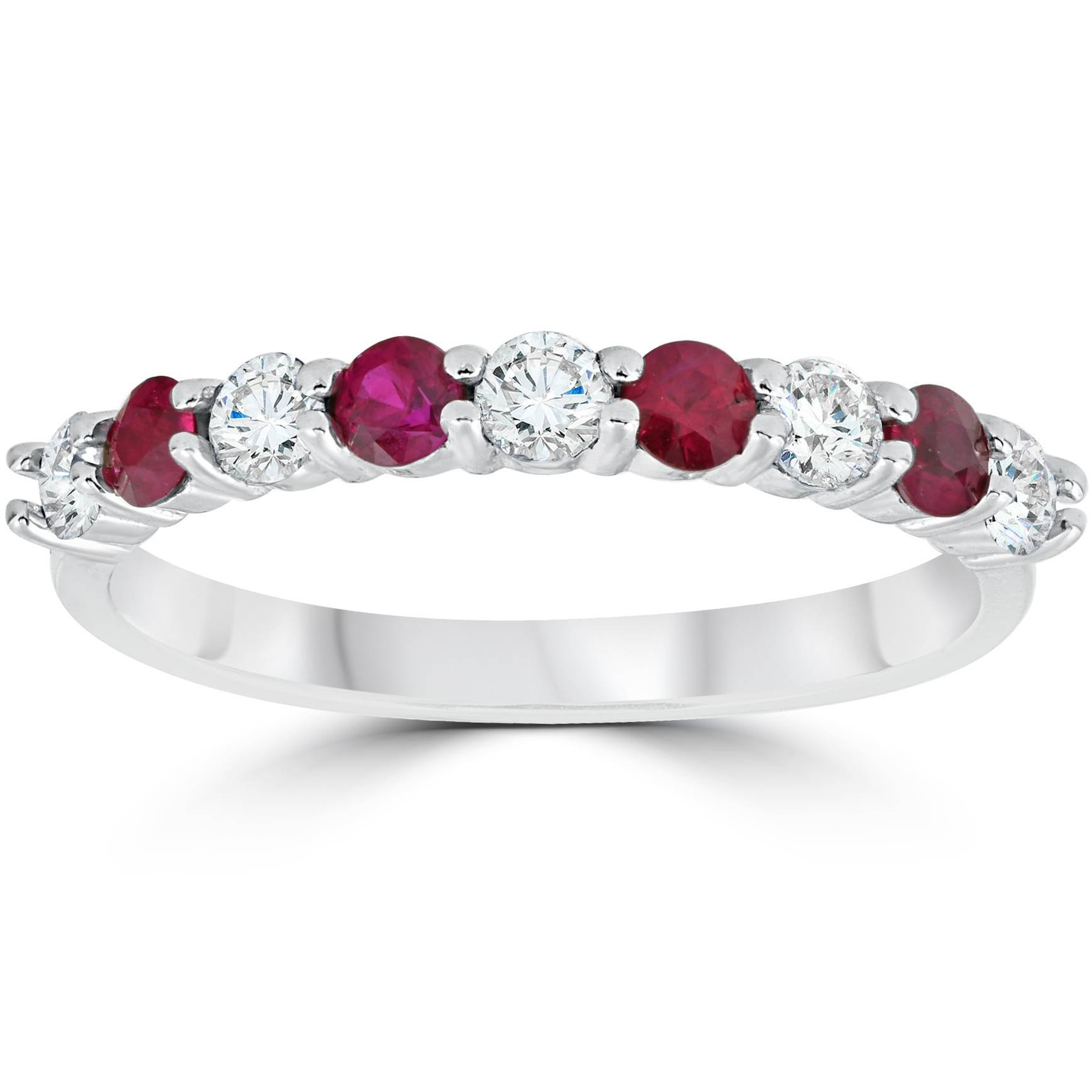 1/2 Carat Ruby and Diamond Wedding Ring - 10K White Gold Engagement Band for Women - Perfect for Bridal, Anniversary, and Valentine's Day Gifts