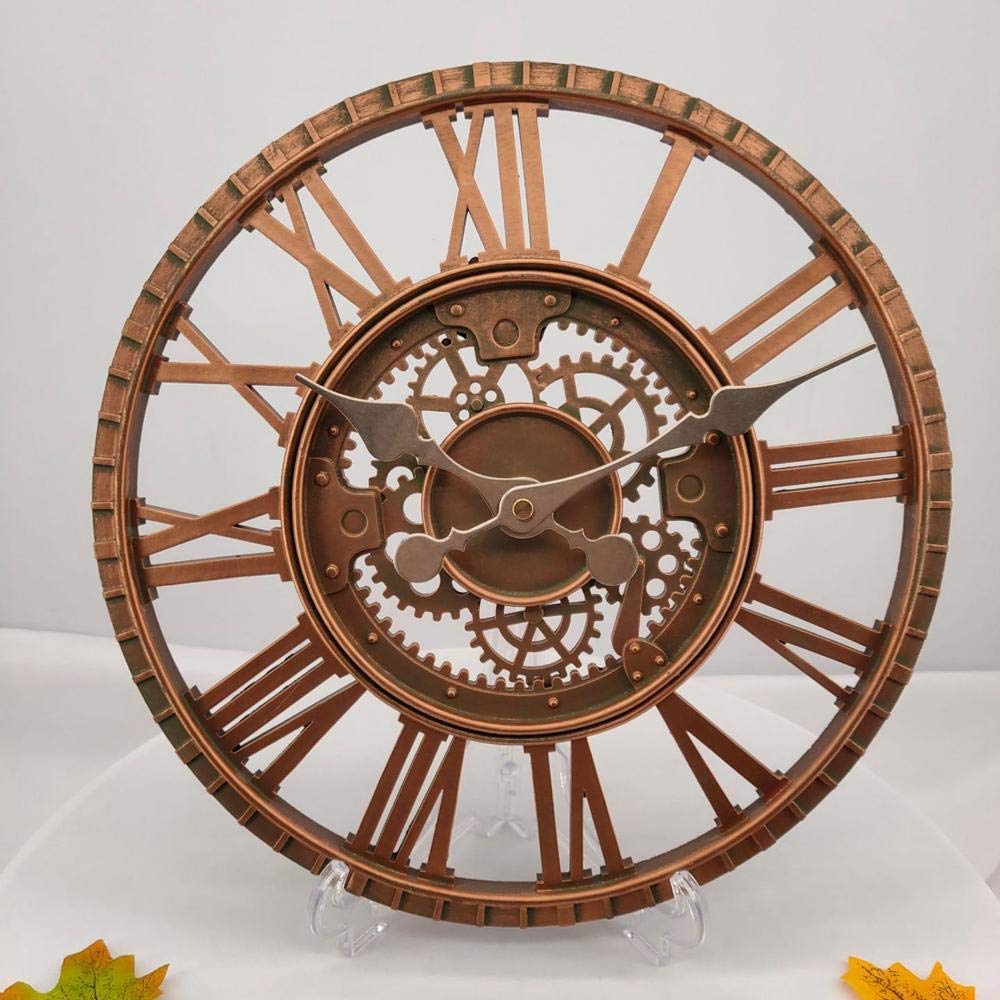 Vintage Roman Outdoor Garden Wall Clock - Waterproof Round Resin Wall Decor (40cm) for Patio, Backyard, Porch & Indoor Home Decor