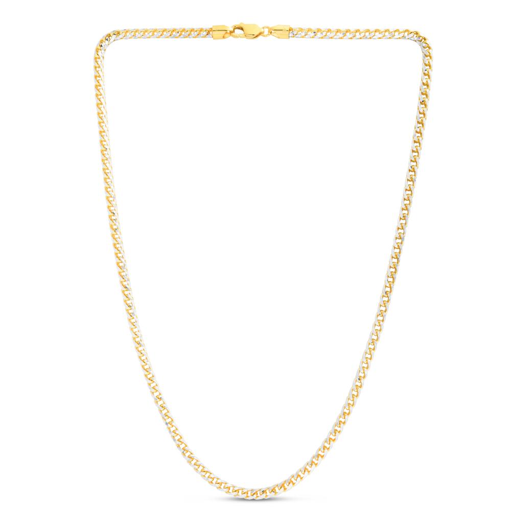 14K Gold 4mm Round Pave Franco Chain Necklace - Elegant Layering Piece for Women, Perfect for Everyday Wear & Special Occasions