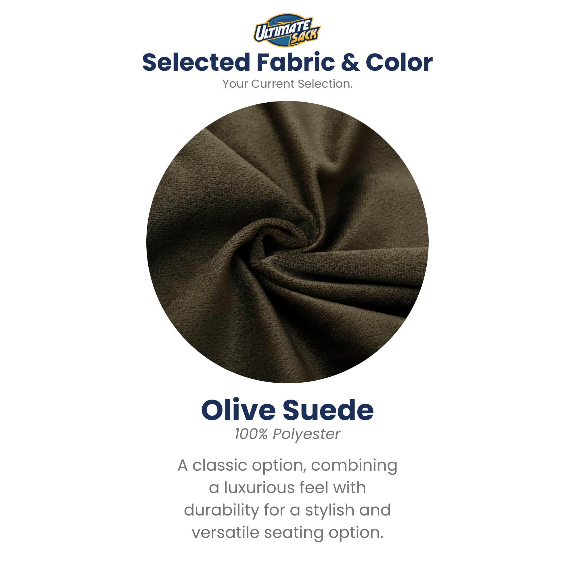 ULTIMATE SACK 6ft Oversized Bean Bag Chair & Footstool for Adults - Premium Olive Suede Lounge Furniture | Perfect for Living Room, Bedroom, Game Room & Dorm Relaxation