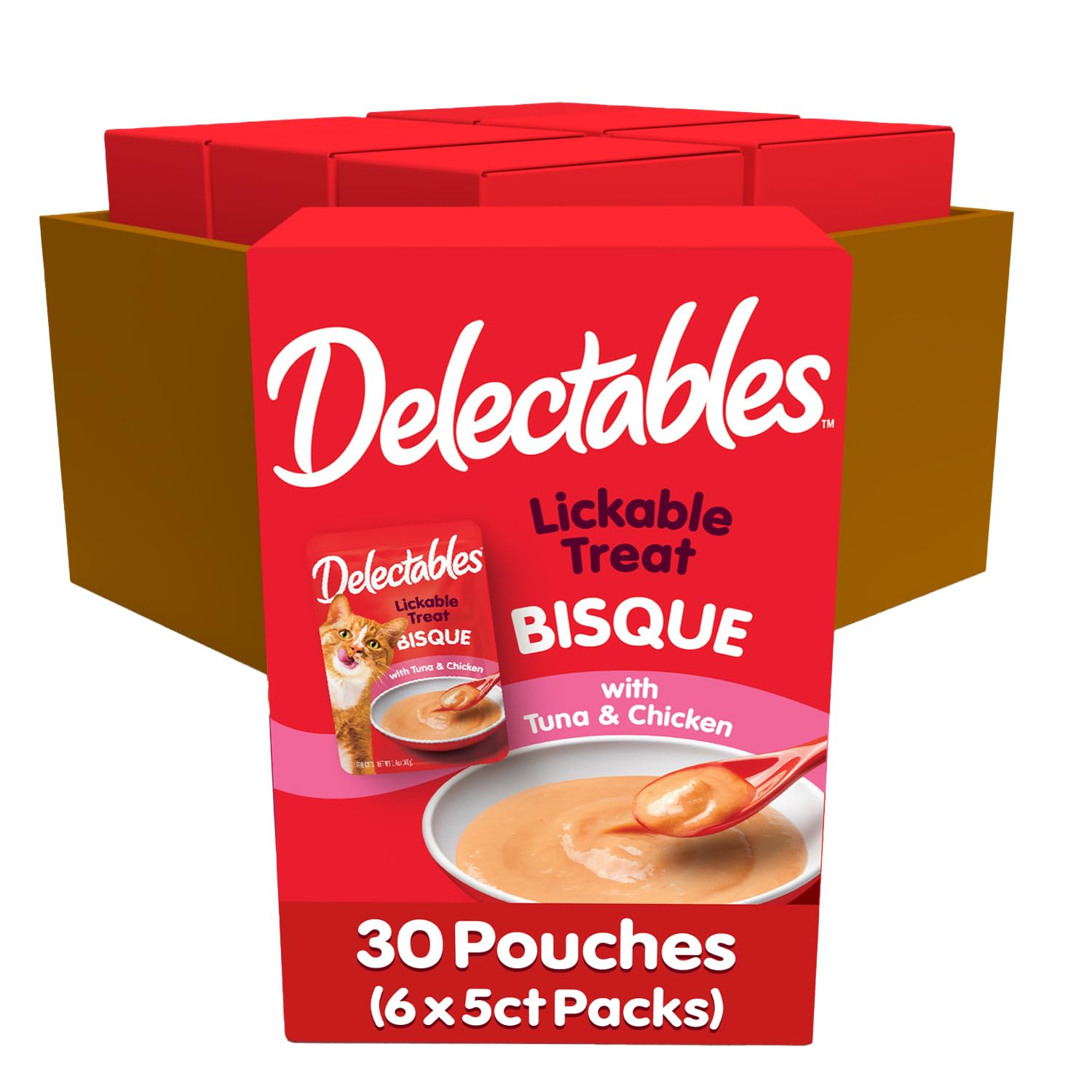 Hartz Delectables Bisque Lickable Cat Treats - Tuna & Chicken Flavor (30 Count) | Irresistible Liquid Snack for Picky Eaters, Perfect for Bonding & Training | Indoor Cats & Senior Felines Love It!