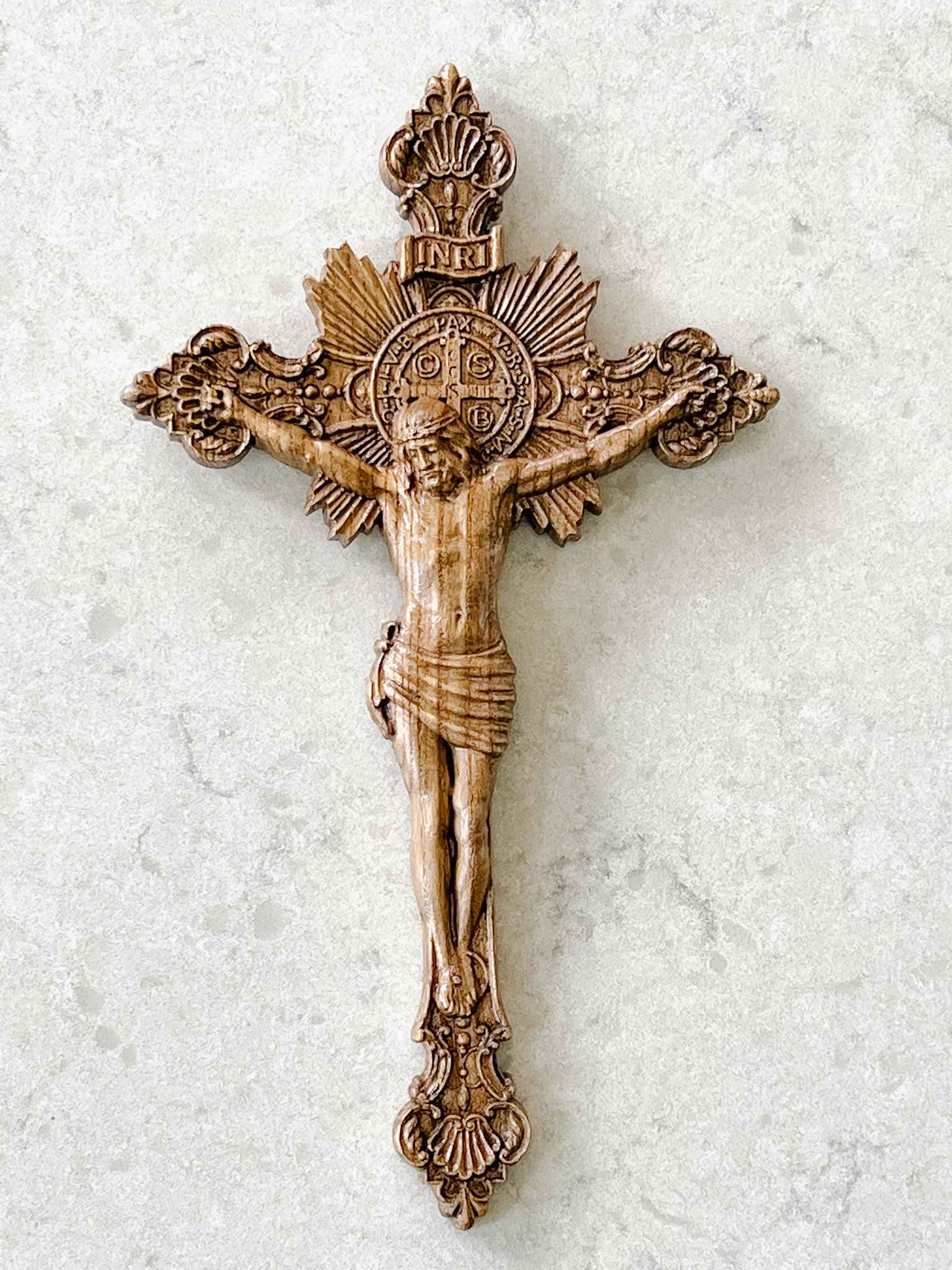 Hand Carved Wooden Crucifix - Religious Wall Decor for Home, Church & Prayer - Perfect for Easter, Christmas & Spiritual Gifting