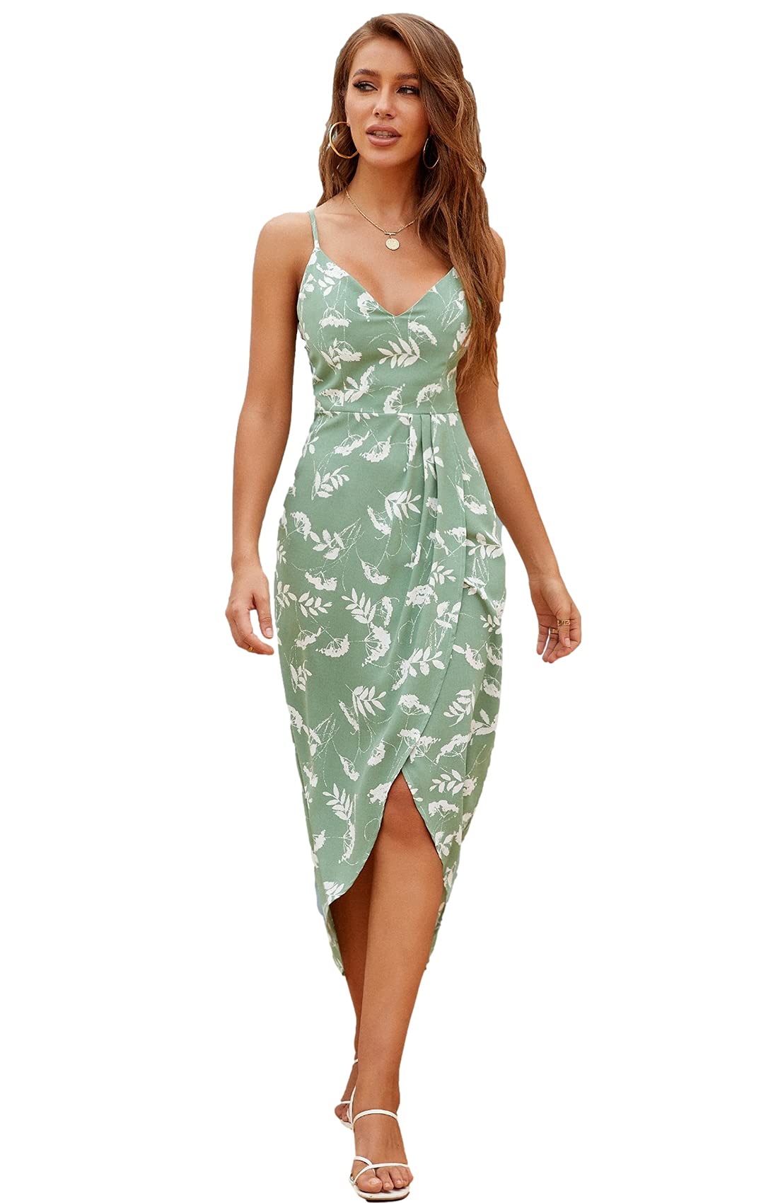 Aigeman Women's Sexy Sleeveless Spaghetti Strap Backless Maxi Dress - Elegant Wedding Guest & Cocktail Party Dress for Summer Beach Vacations & Night Out