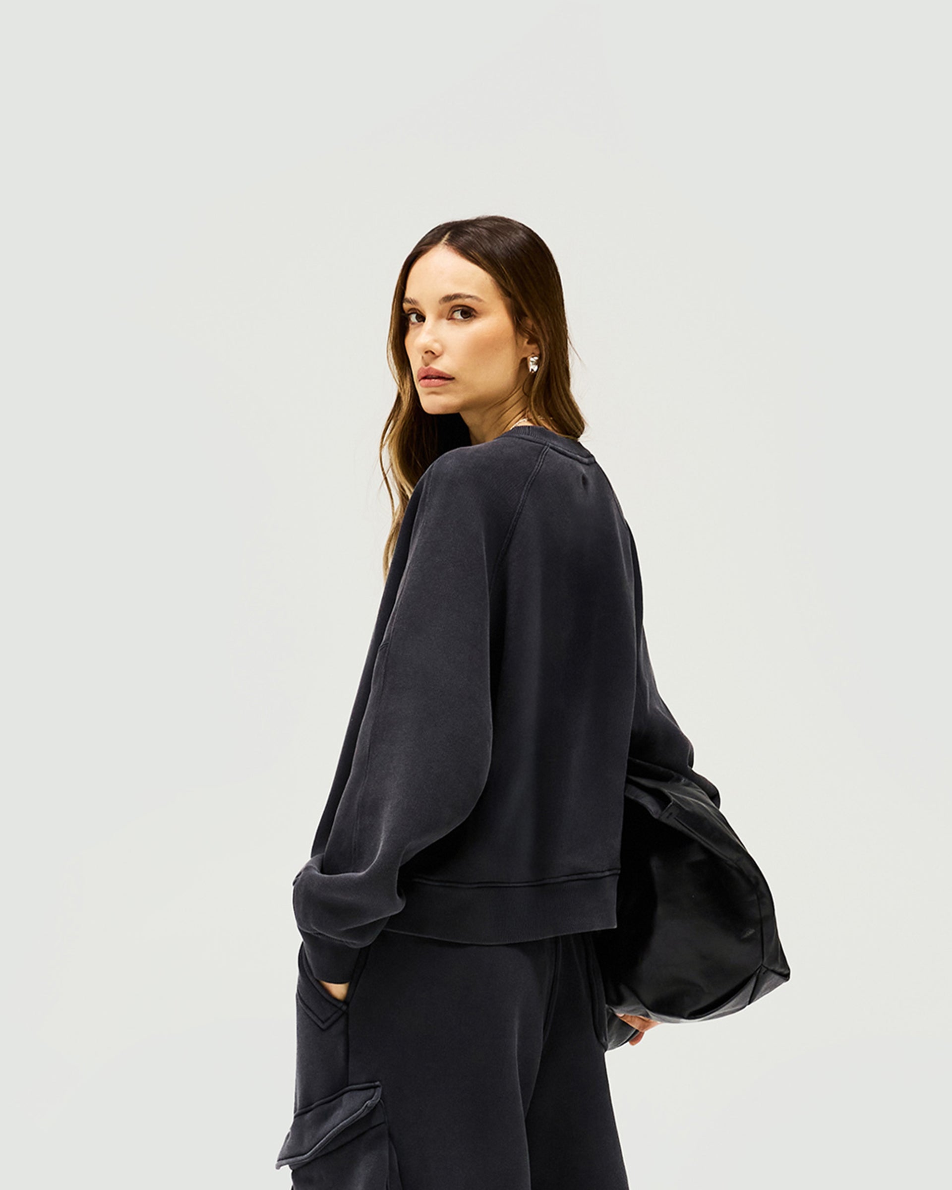 Initial V Notch Sweater - Washed Black | Stylish Pullover for Casual Outfits & Layering