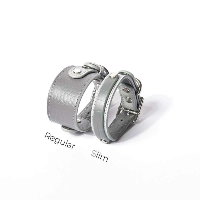 Elegant Slim Moonstone Leather Dog Collar - Adjustable & Durable for Small to Medium Dogs - Perfect for Daily Walks, Training & Fashion Accessories