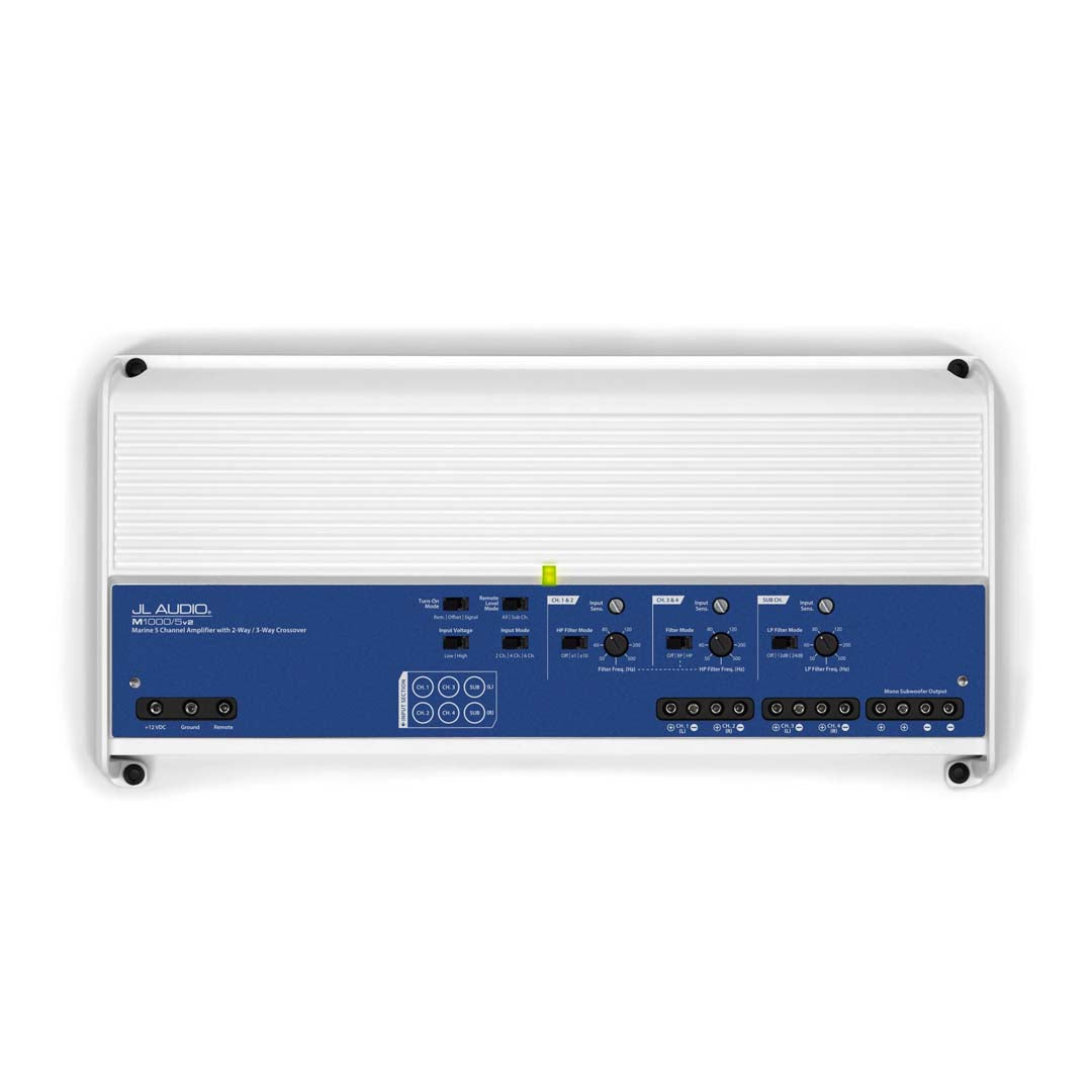 JL Audio M1000/5v2 Marine Amplifier - 1000W 5-Channel Class D M Series Power Amp for Boats, Yachts & Watercrafts | Perfect for Marine Audio Systems & Outdoor Entertainment