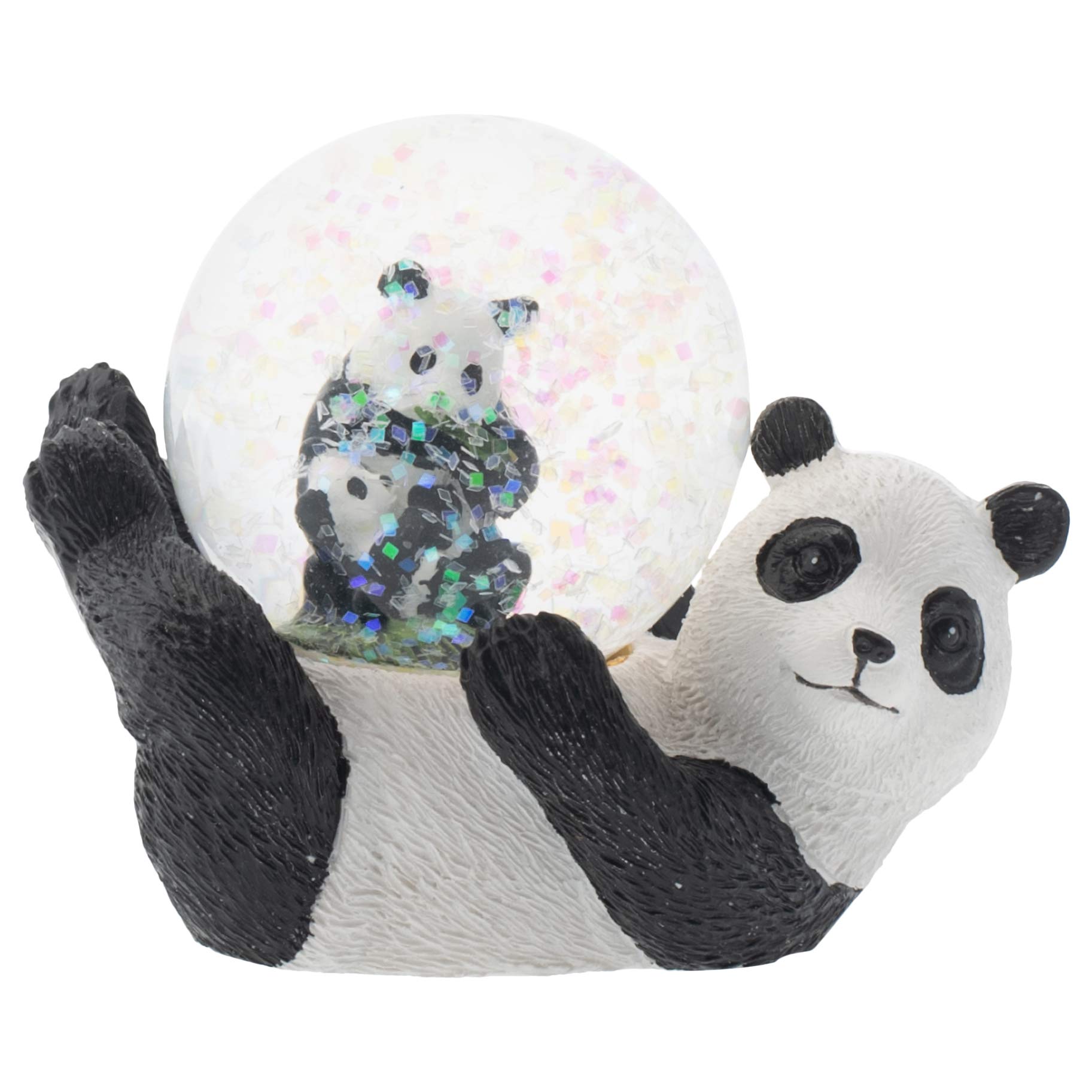 Elanze Designs Panda Bear Mommy and Cub Snow Globe - 45MM Miniature Polyresin Tabletop Decor with Glitter Water for Nightstand, Dresser, or Gift (Perfect for Nursery, Baby Shower, or Winter Home Decoration)