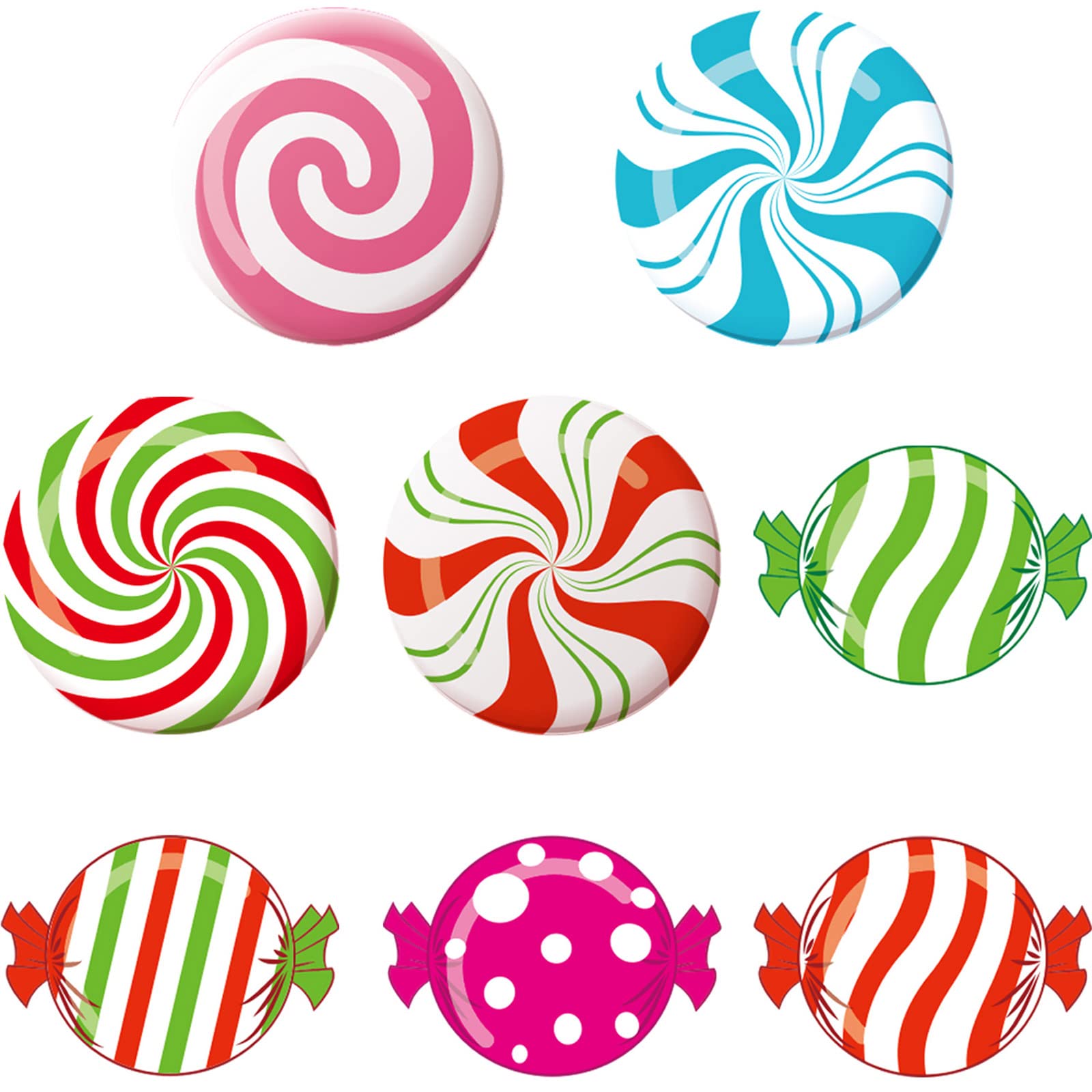 Blulu 72-Piece Candyland Party Decorations - 5.9 x 5.9 Inch Colorful Peppermint Candy Cutouts with Glue Dots for Bulletin Boards, Birthday & Valentine's Day Party Decor - Perfect for Classroom, Office & Home Decorations