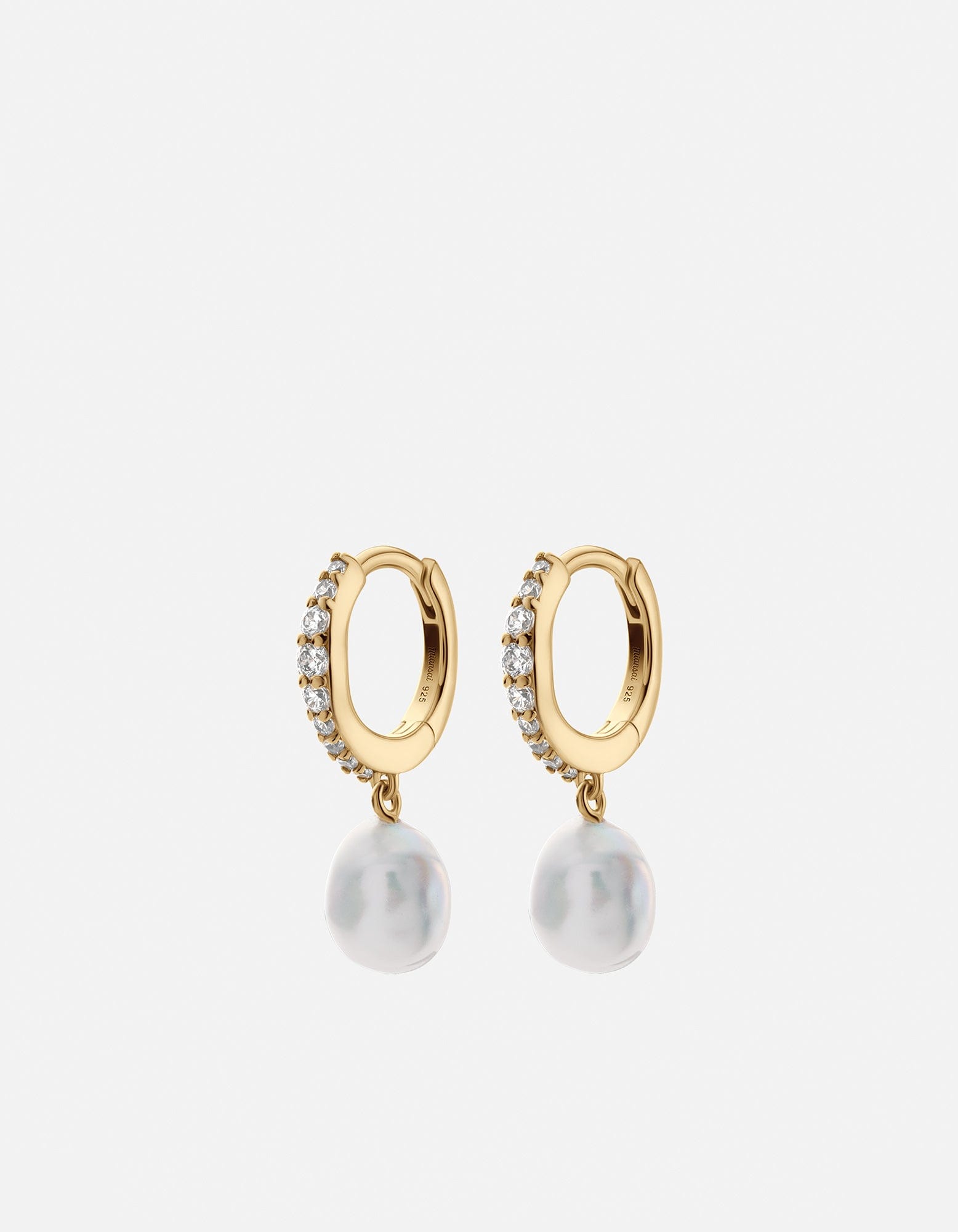 Suri Huggie Earrings - Gold Vermeil Hoops with Topaz & Pearls | Elegant Everyday Jewelry for Women