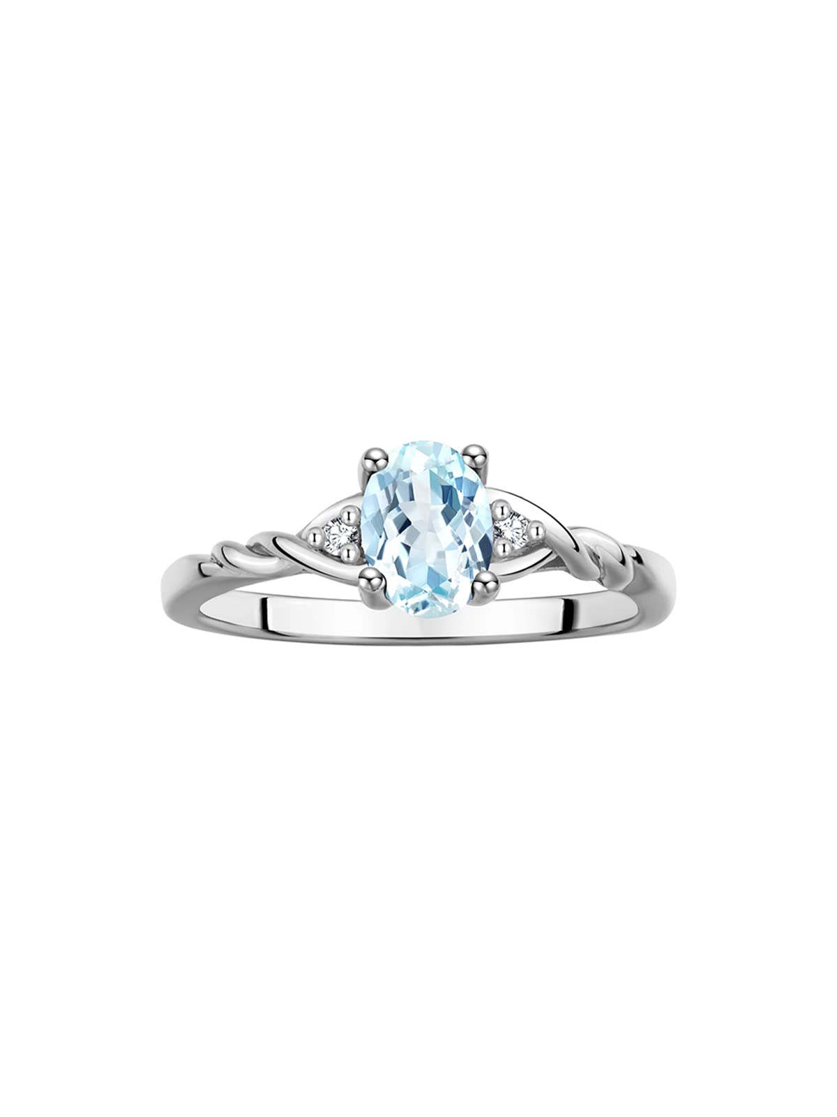 Rylos Sterling Silver Classic Birthstone Ring with 7X5MM Oval Gemstone & Diamonds - Elegant Women's Jewelry in Sizes 5-10 - Perfect for Birthdays, Anniversaries & Special Occasions