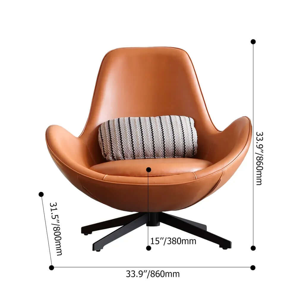 Modern Brown Egg Lounge Chair - Faux Leather Accent Chair with Sturdy Metal Base - Perfect for Living Room, Bedroom or Office Relaxation