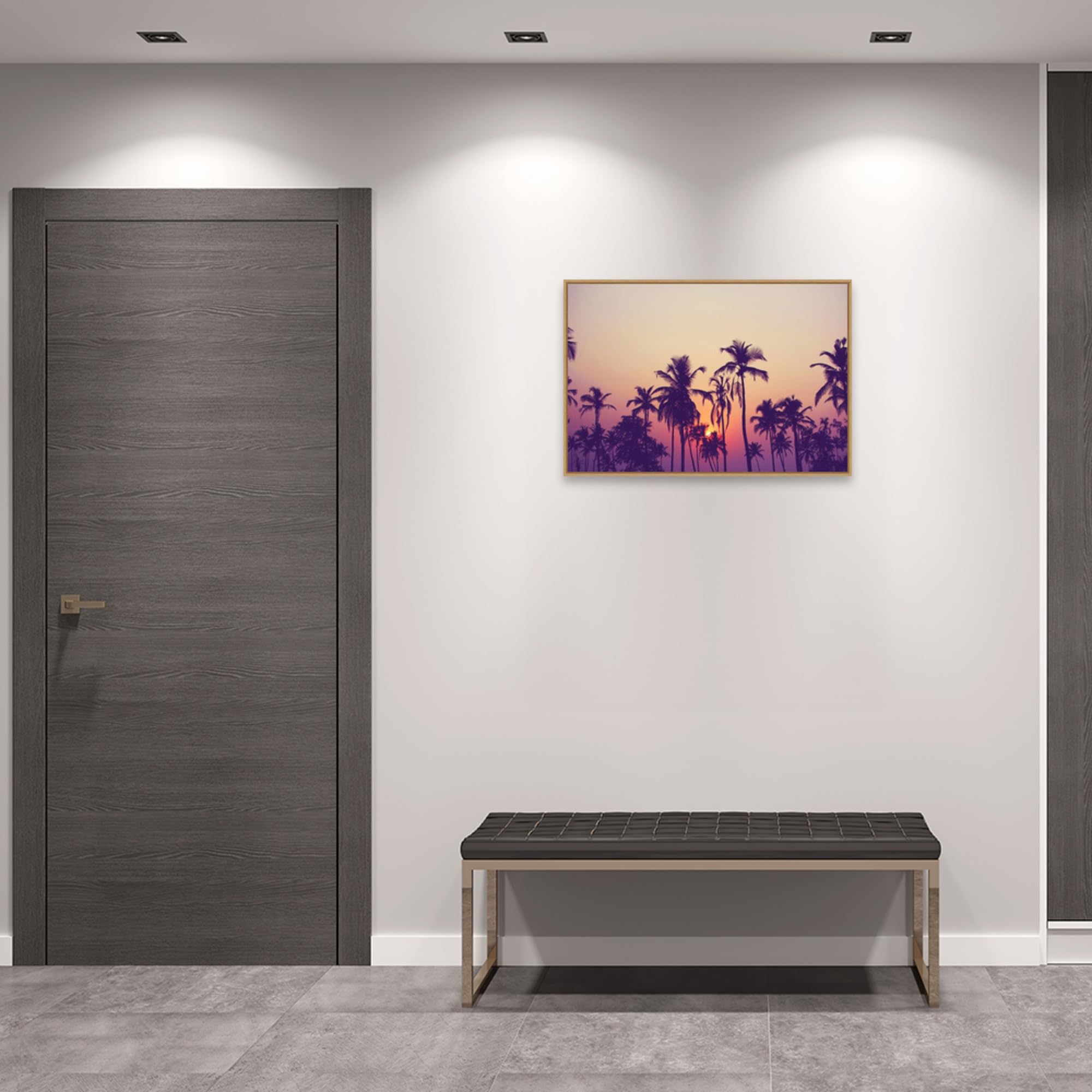 Amanti Art Framed Canvas Wall Art 23x33 - Tropical Palm Sky Painting by Design Fabrikken, Modern Framed Wall Decor for Living Room, Bedroom, Bathroom & Kitchen - Perfect for Beach House, Vacation Home & Tropical Theme Decor