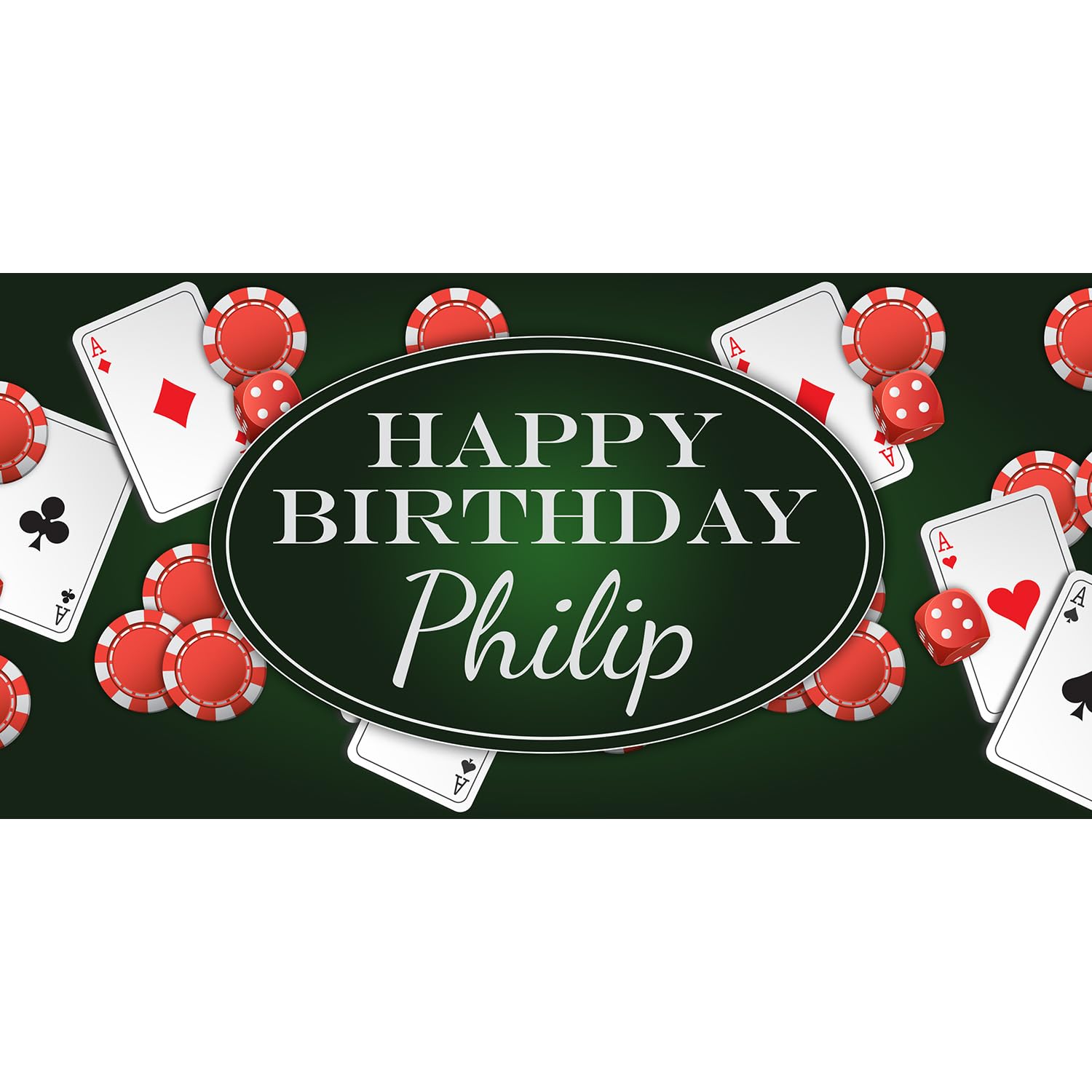 Custom Poker Gambling Birthday Banner - Personalized Casino Theme Party Decor for Men & Women - Perfect for Vegas Nights, Poker Tournaments & Themed Celebrations
