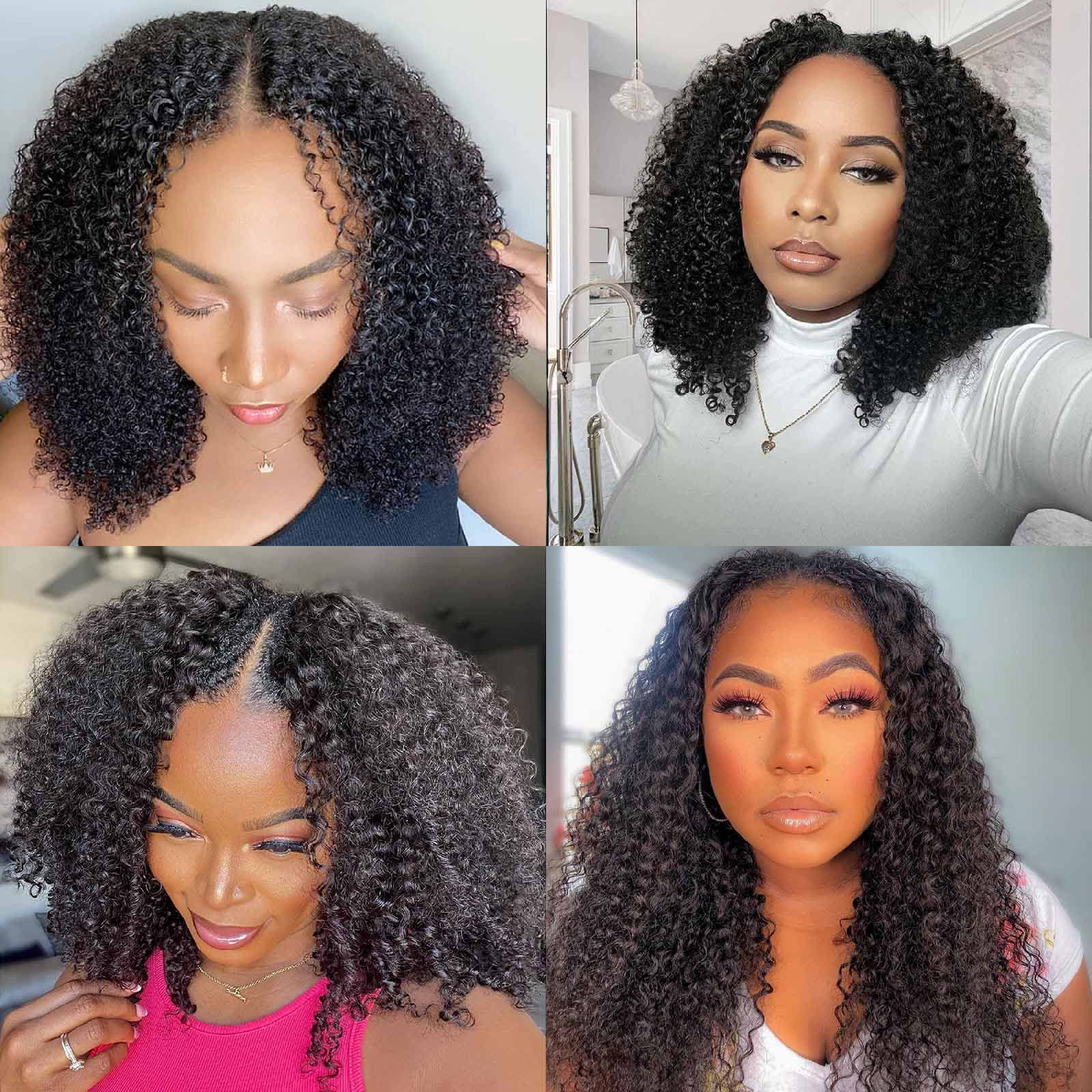 Domiso 30 Inch V Part Human Hair Wig for Black Women - 100% Virgin Kinky Curly Glueless U Part Wig | 180% Density Natural Color | No Glue Minimal Leave Out Wear & Go | Perfect for Daily Wear, Parties & Protective Styling