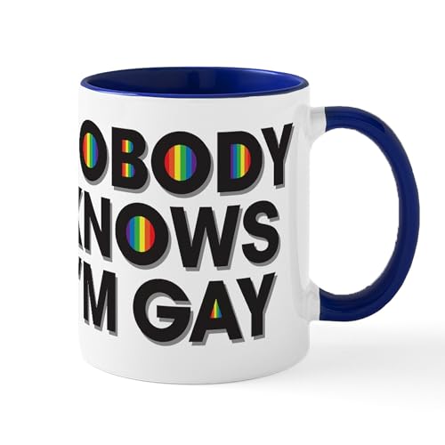 White/Navy Inside - Nobody Knows I'm Gay Mug