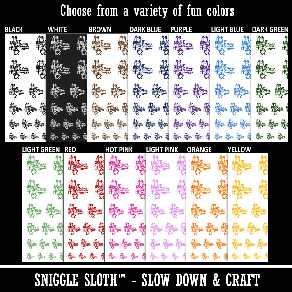 Christmas Elf with Presents Temporary Tattoos - Waterproof Fake Body Art Set (Black, 1 Sheet) | Perfect for Holiday Parties, Gift Exchanges & Festive Fun