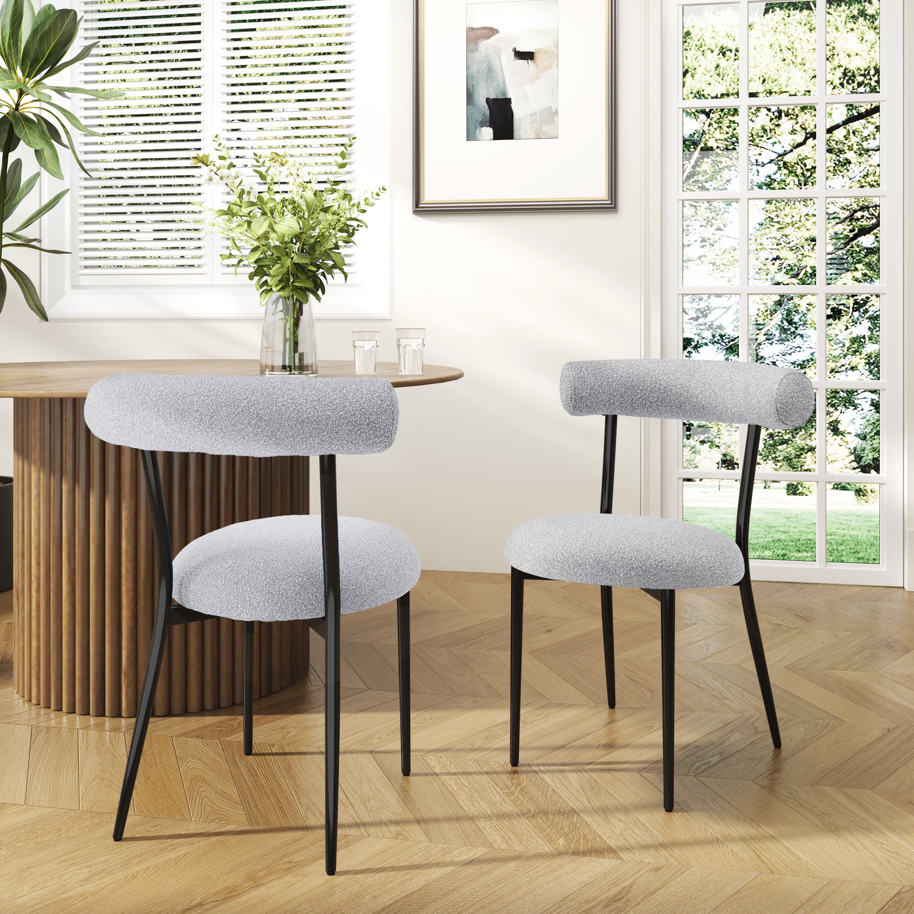 Modern Dining Chairs Set of 2 - Sturdy Wooden Kitchen Chairs with Padded Seats - Perfect for Dining Room, Kitchen, Breakfast Nook & Small Spaces