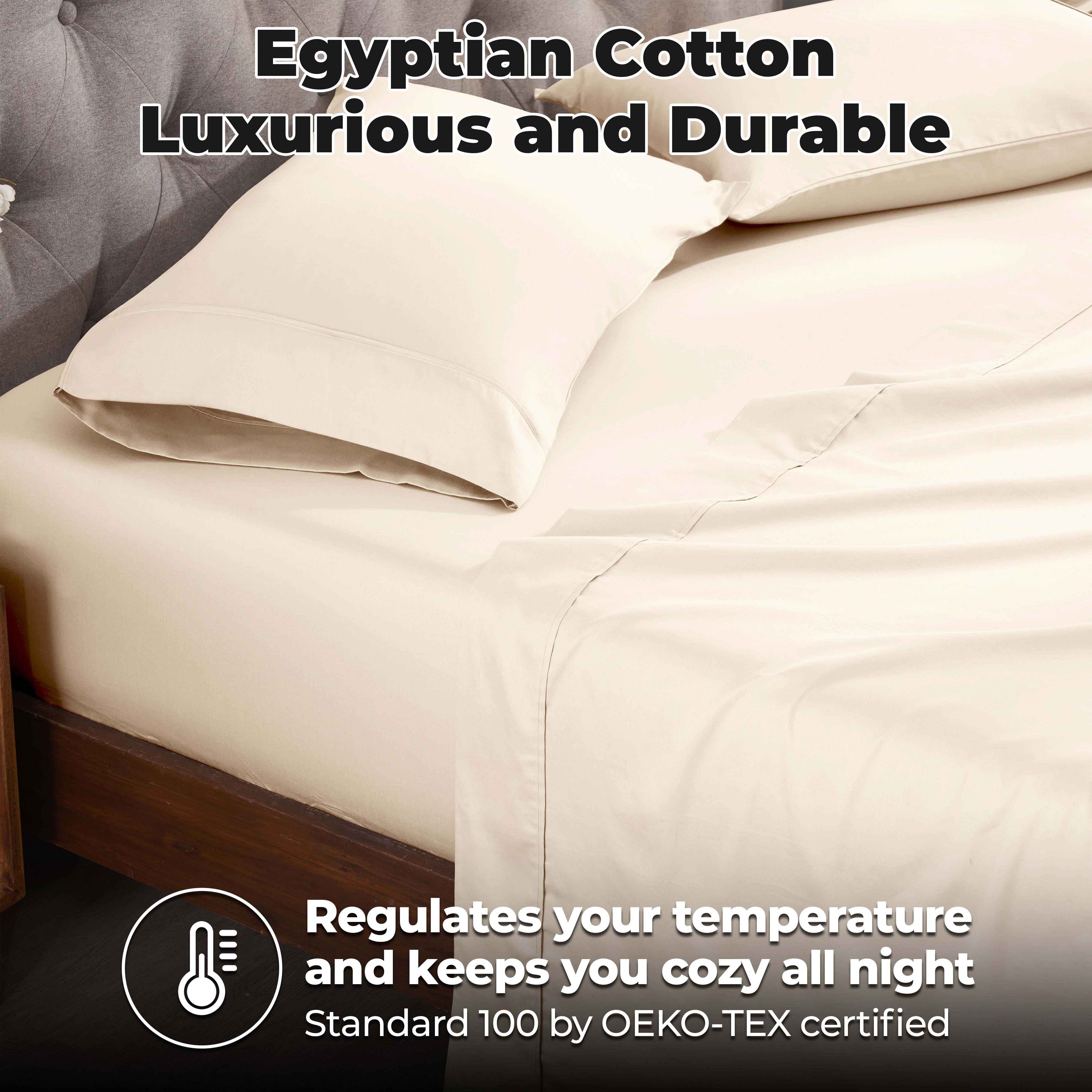 Premium 400 Thread Count Egyptian Cotton Bed Sheet Set - Soft, Breathable & Durable for Ultimate Comfort - Perfect for Luxury Bedrooms & Hotels