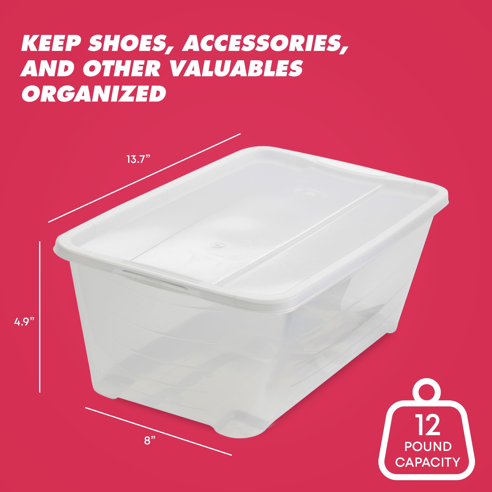 20-Pack Plastic Storage Boxes with Lids - 6L Stackable Organizer Tote Containers for Home, Office & Craft Organization | Durable Clear Bins for Closet, Pantry, Garage & Toy Storage