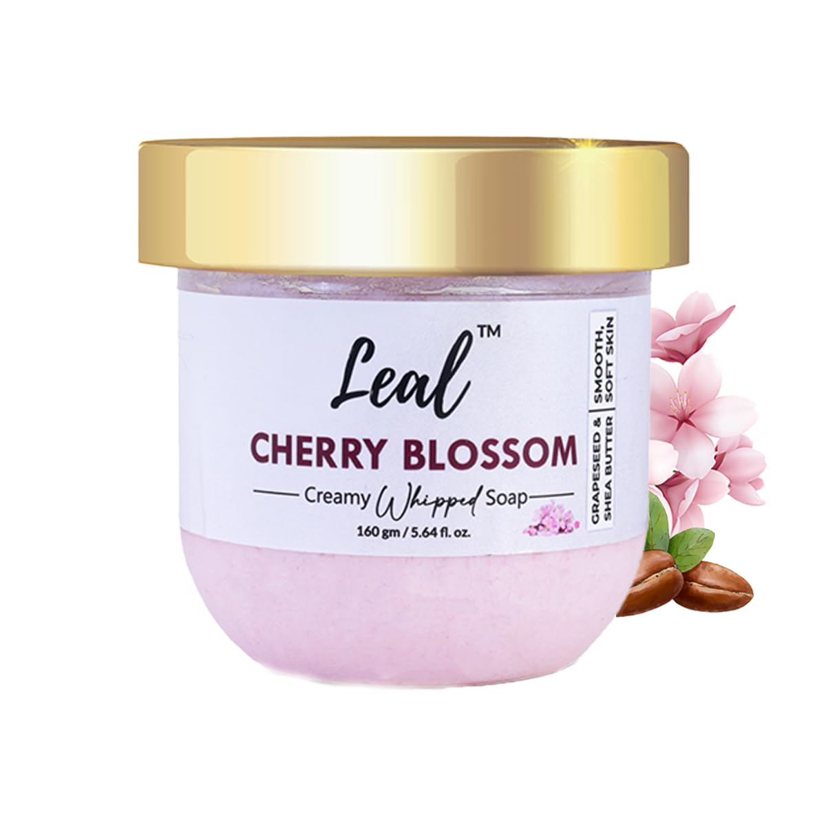 Leal Cosmetics Whipped Soap - Cherry Blossom Scented Bath & Body Wash with Shea Butter & Grapeseed Oil for Moisturized Skin | Gentle Cleanser for Men & Women (160g) | Perfect for Relaxing Baths, Spa Days & Daily Skincare Routine