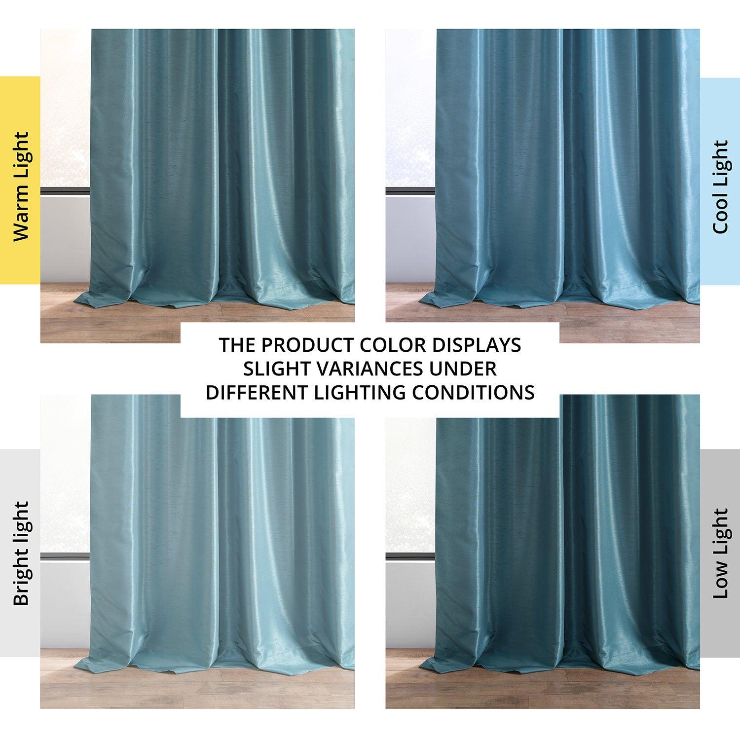 Nassau Blue Vintage Textured Faux Dupioni Silk Blackout Curtains for Bedroom & Living Room - Noise Reducing & Light Blocking Window Treatment
