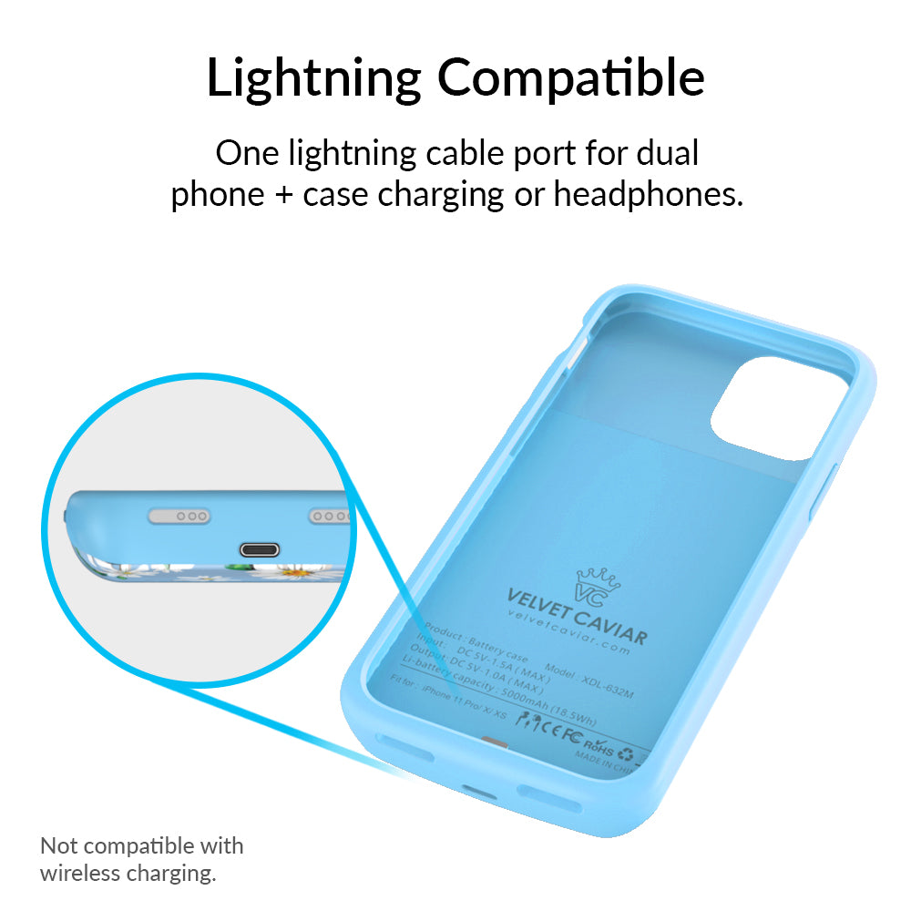 Daisy iPhone Charging Case - 5000mAh Portable Battery Charger for iPhone 14/13/12/11/X/8/7 - Slim Protective Phone Case with Built-in Power Bank - Perfect for Travel, Work & Outdoor Activities
