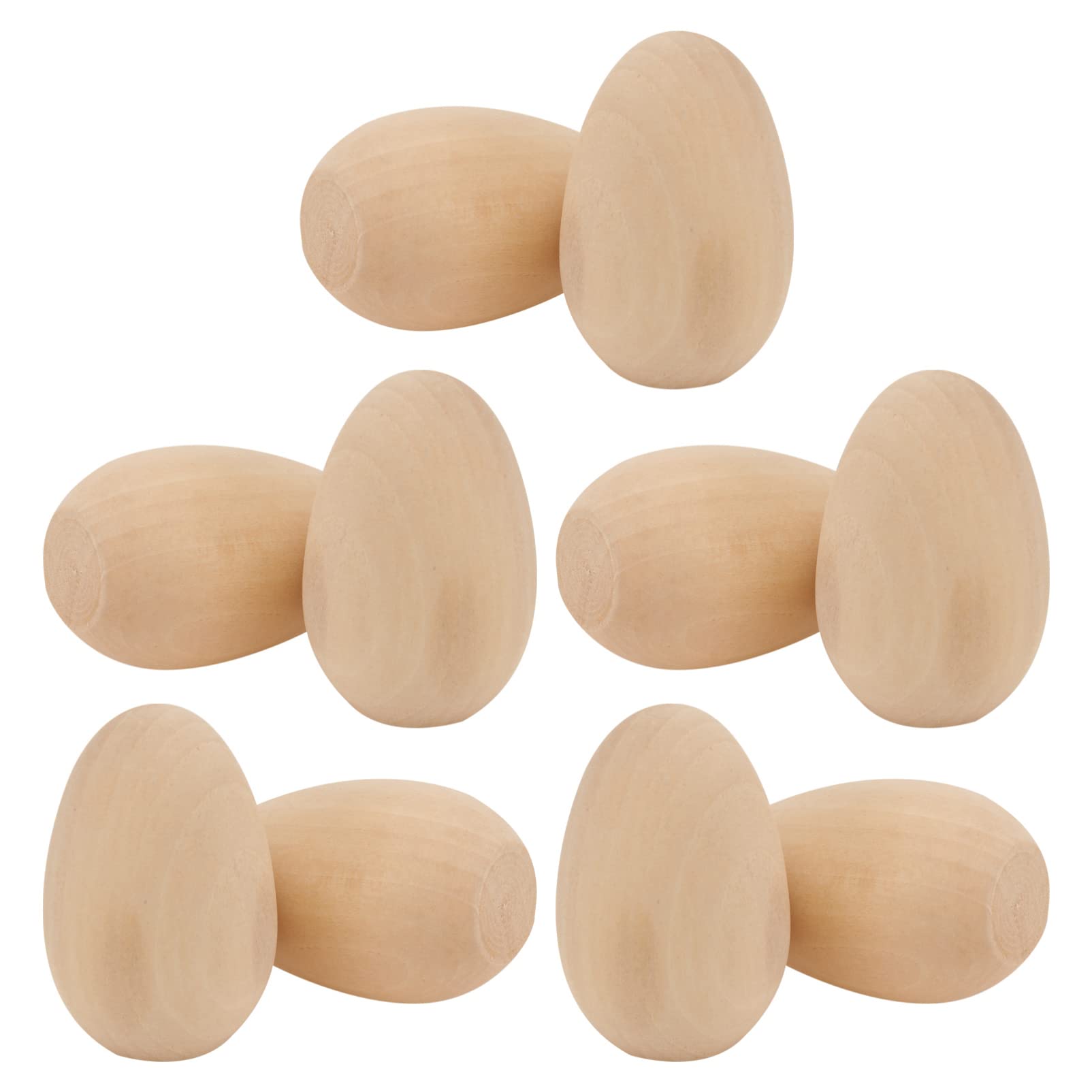 NUOBESTY 10Pcs Unfinished Wooden Easter Eggs for DIY Crafting - Flat Bottom Wood Eggs for Kids Easter Party Decorations, DIY Games & Holiday Home Decor - Perfect for Easter Egg Painting, Decorating & Party Favors