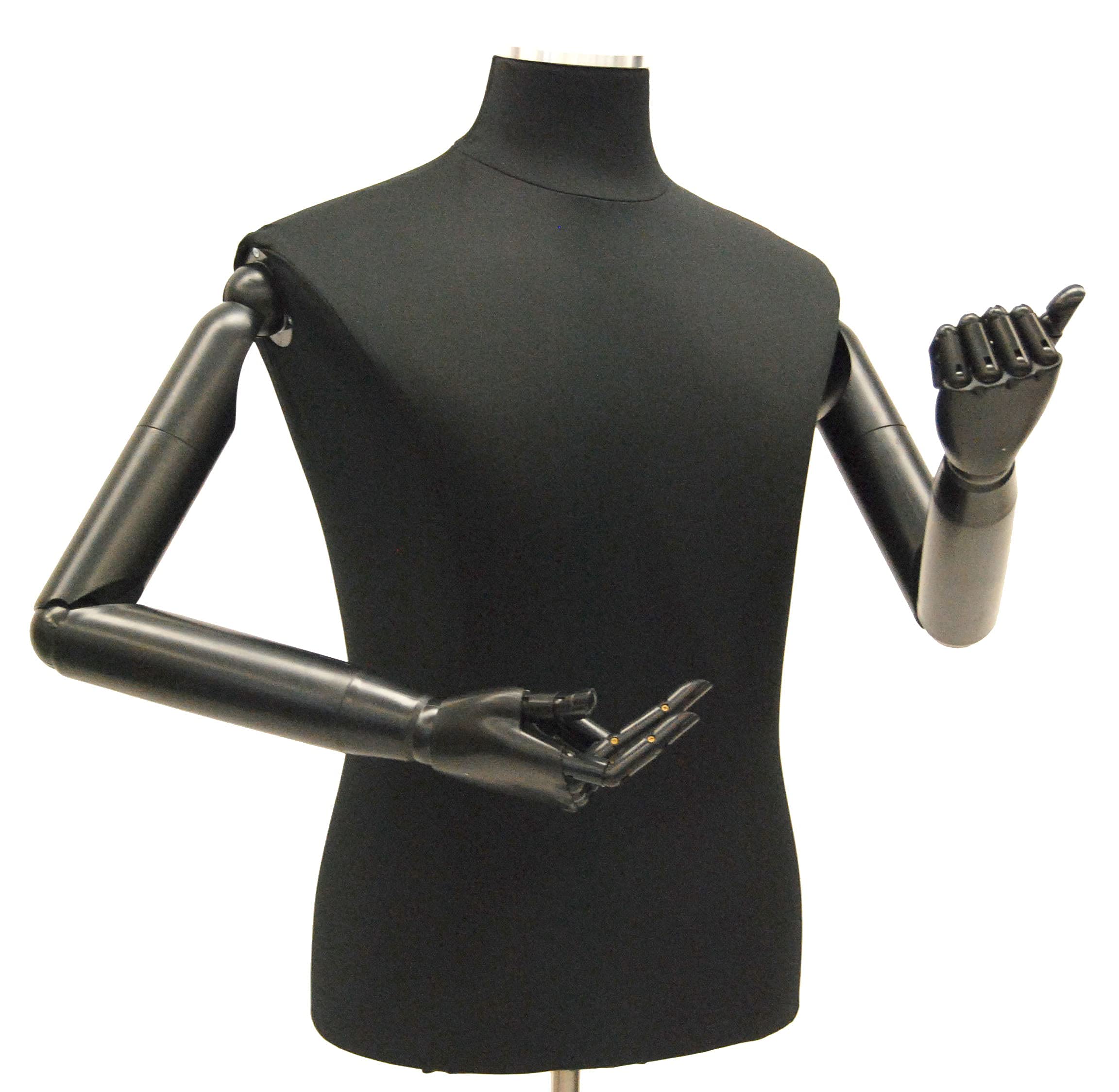 ROXYDISPLAY Male Mannequin with Adjustable Arms & Round Metal Base - Perfect for Clothing Stores, Fashion Displays, and Retail Visual Merchandising
