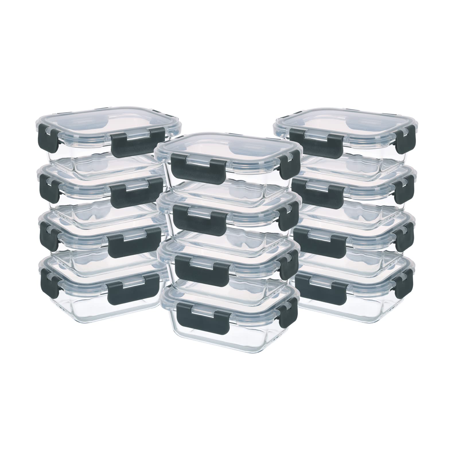 24-Piece Small Glass Food Storage Containers with Airtight Lids - 1.5 Cup Meal Prep Containers Set - Microwave & Dishwasher Safe - Leakproof BPA-Free Grey - Perfect for Meal Prep, Leftovers, Pantry Organization & Office Lunches