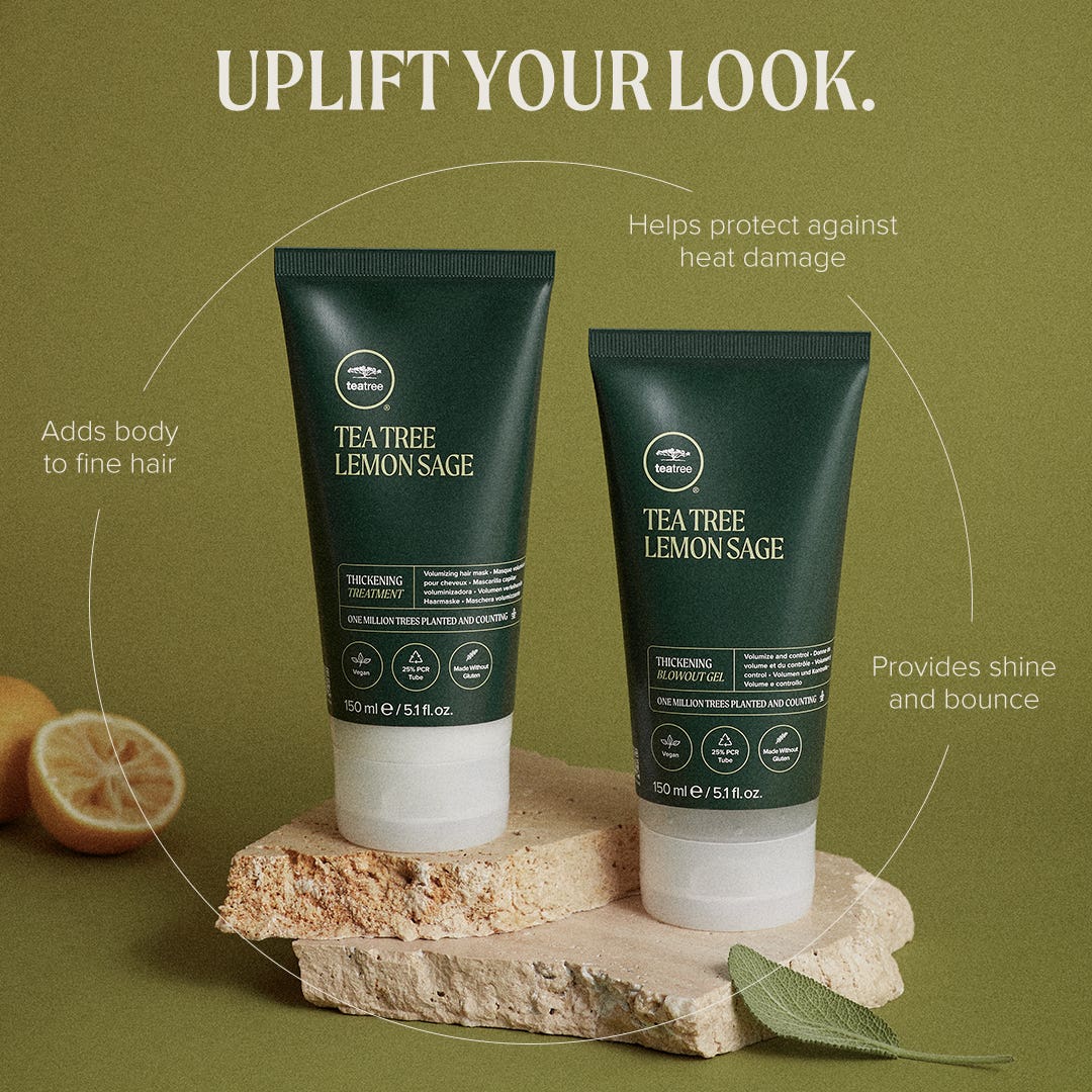 Lemon Sage Hair Thickening Treatment for Thinning Hair - Volumizing & Strengthening Hair Care for Men & Women - Perfect for Daily Use & Styling