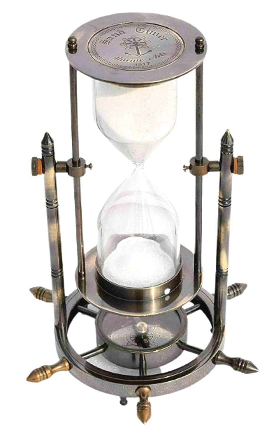 ALFAMART HT 6-Inch Hourglass Timer with Rotating Metal Frame & White Sand - 5 Minute Kitchen Timer for Cooking, Baking, Games & Classroom Activities
