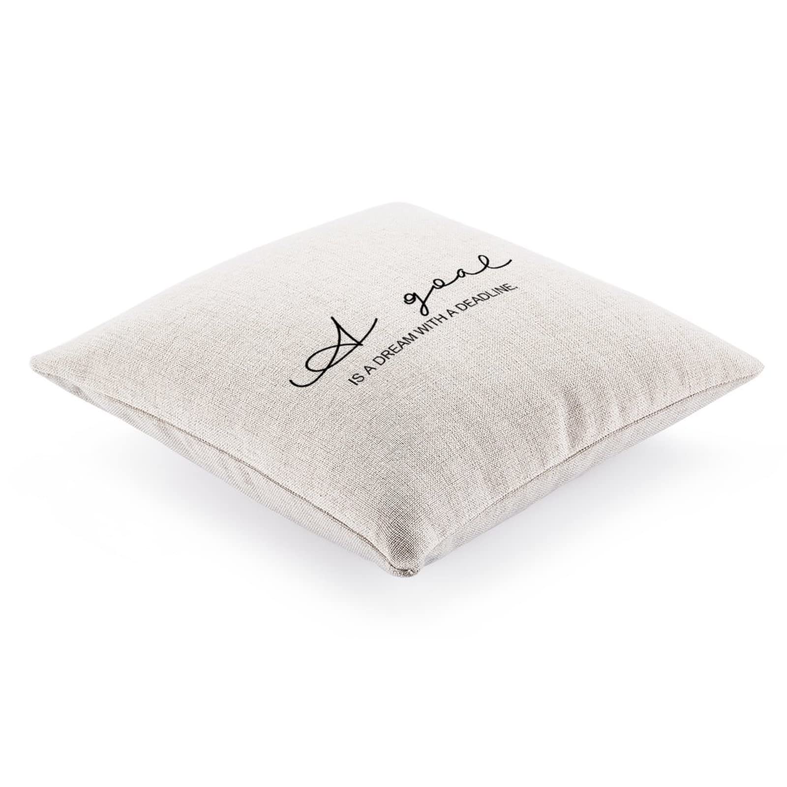 18x18 Inch Square Decorative Throw Pillow Cover - Motivational Quote 'A Goal is A Dream with A Deadline' - Farmhouse Christmas Winter Holiday Decor for Living Room, Bedroom, Sofa