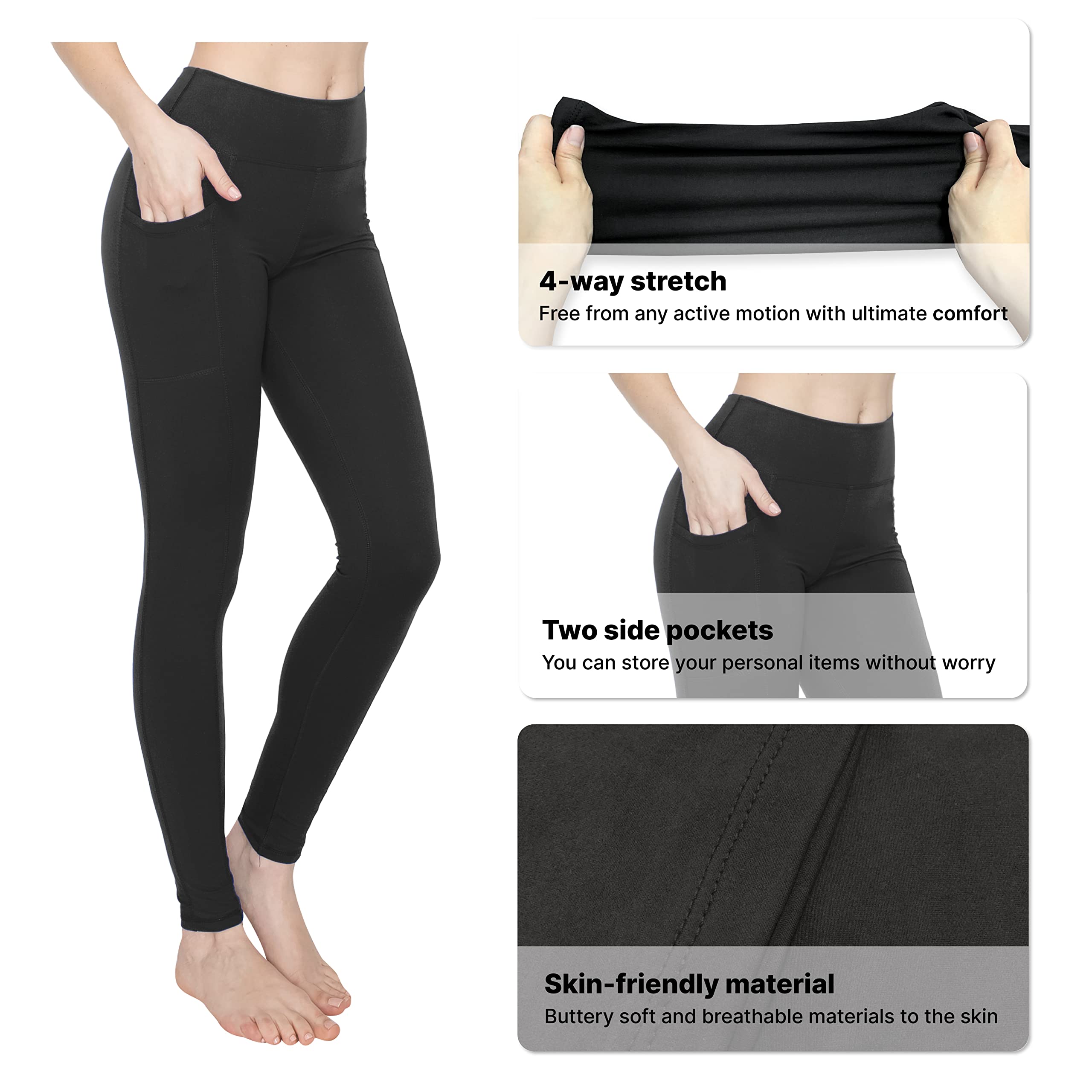ALWAYS Pockets Yoga Pants for Women - Super Soft Stretch High Waisted Workout Leggings | Gym, Running, Yoga & Lounge Wear
