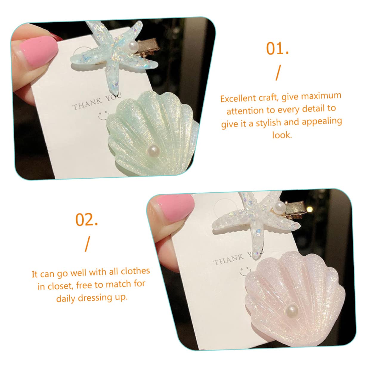 Minkissy 2 Sets Mermaid Seashell Hair Clips for Girls - 16pcs Shell Barrettes Hair Accessories for Beach Party, Wedding, Birthday & Summer Outfits