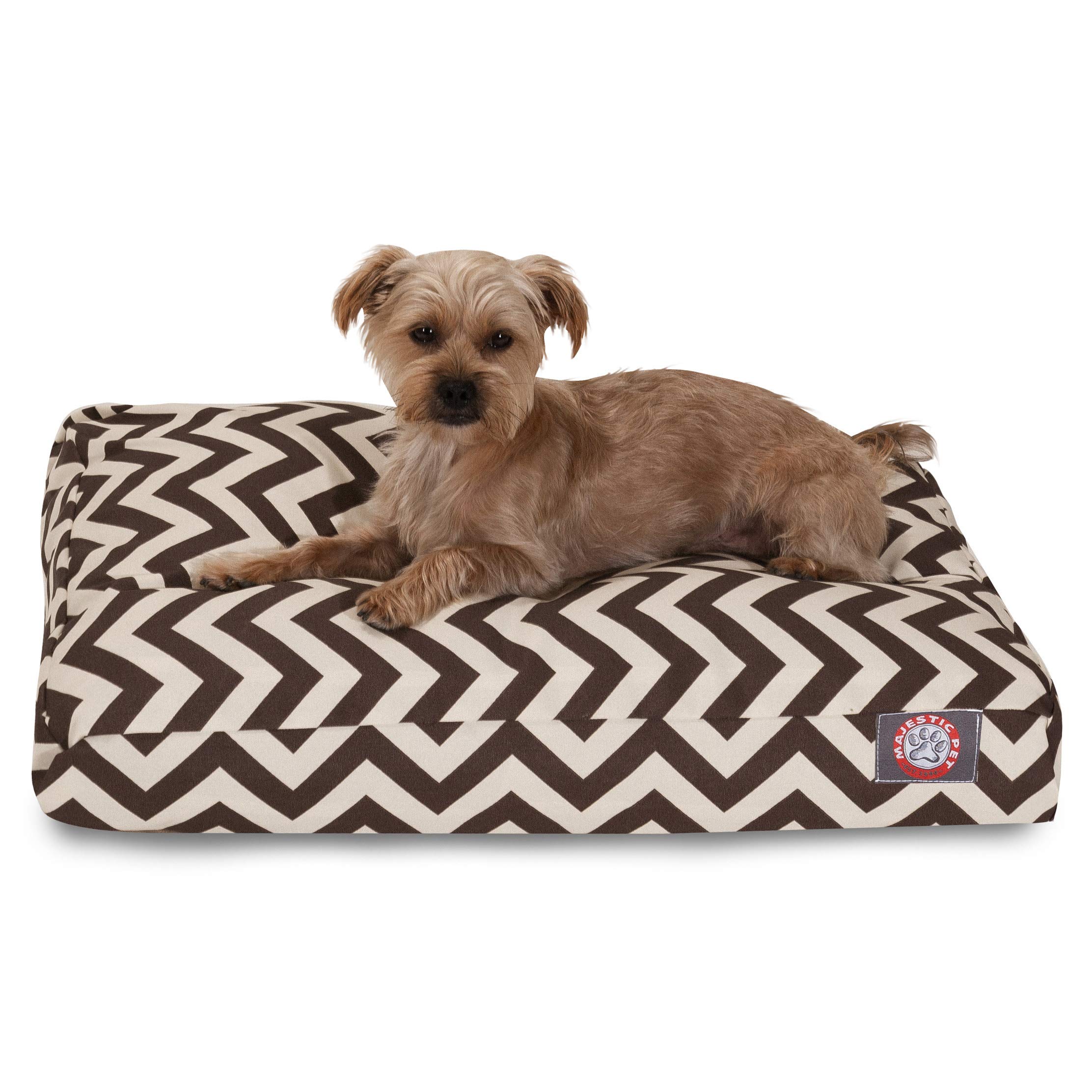 Majestic Pet Chevron Rectangle Washable Dog Bed - Non-Slip Comfortable Crate Bed with Removable Cover - Kennel Bed for Small Dogs - Chocolate Polyester Fiber Pet Bed - Perfect for Home, Office & Travel Use