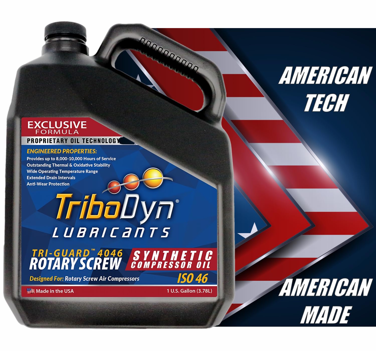 TriGuard 4046 ISO 46 PAO Synthetic Rotary Screw Air Compressor Oil - 1 Gallon for Industrial Machinery, HVAC Systems & Pneumatic Tools
