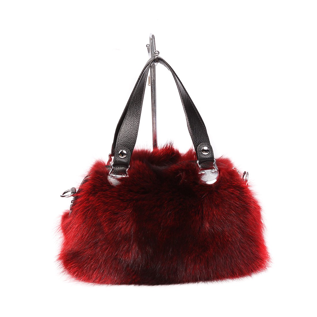 Genuine Raccoon & Fox Fur Handbag for Women - Luxury Winter Clutch Purse - Perfect for Parties, Weddings, and Evening Events