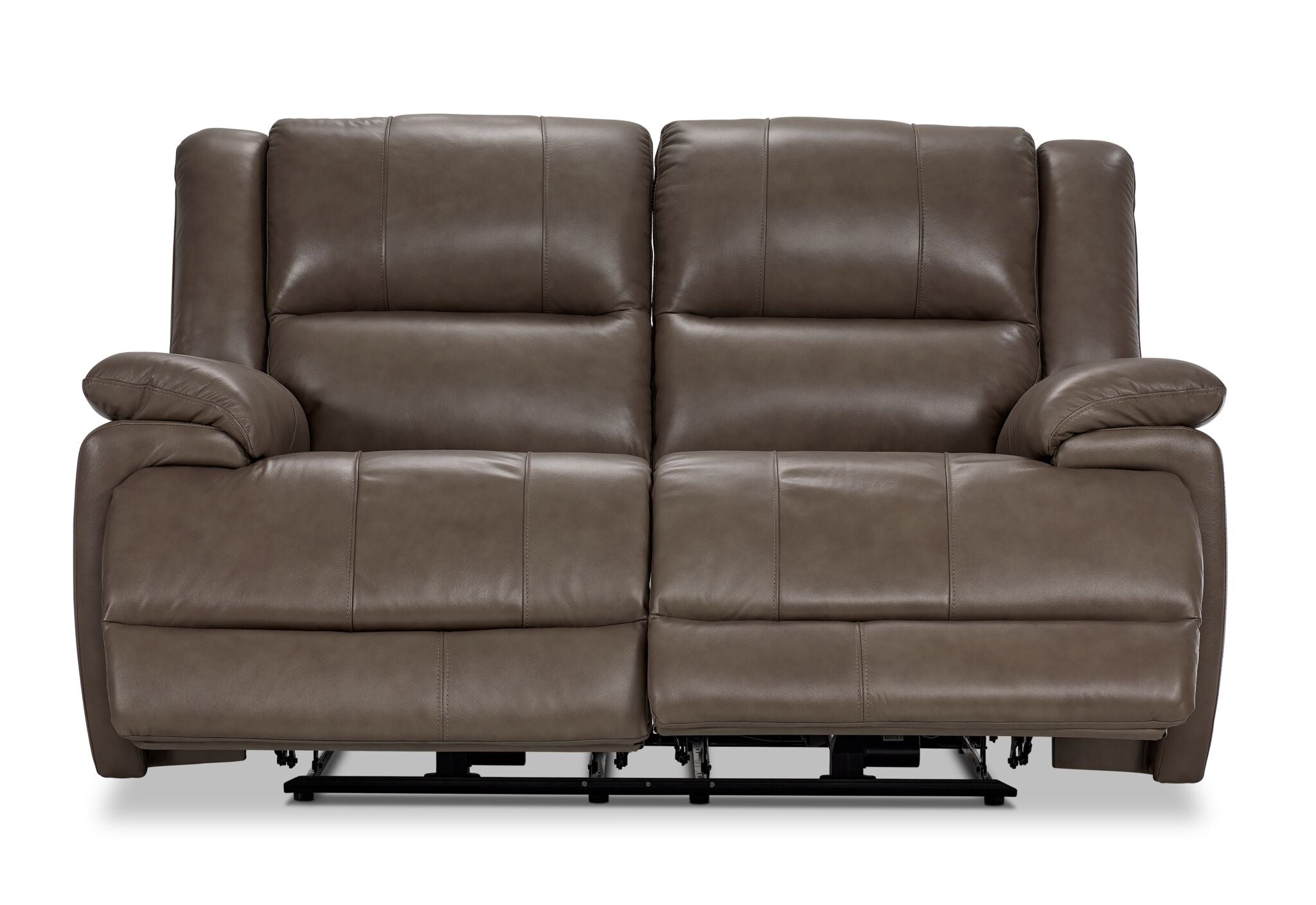 Allie Leather Dual Power Reclining Loveseat - Mocha Brown Genuine Leather Sofa with USB Charging | Perfect for Living Room, Home Theater & Small Spaces