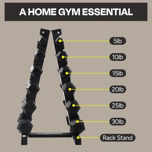 210 LB Rubber Dumbbell Set with Vertical Storage Rack - Home & Gym Weights for Strength Training, Workout, Fitness | Perfect for Home Gym, CrossFit & Weightlifting | Model 1112655