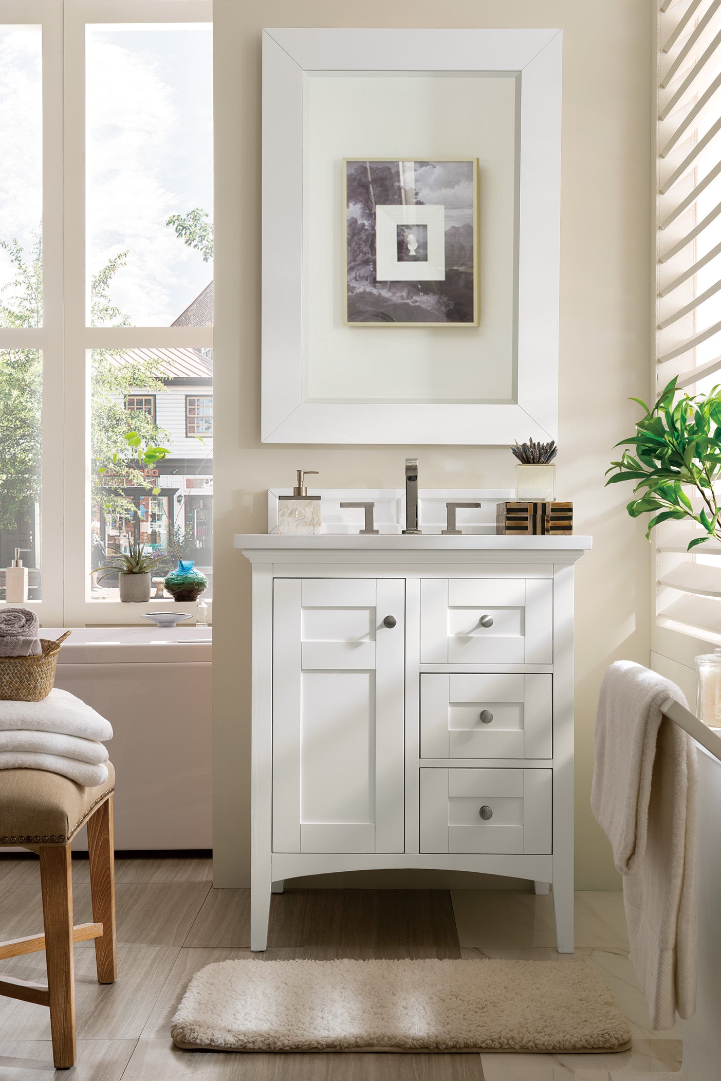 Palisades 30 Inch Single Bathroom Vanity Set with White Zeus Quartz Countertop - Bright White Finish for Modern Bathroom Decor | Perfect for Small Spaces & Guest Bathrooms