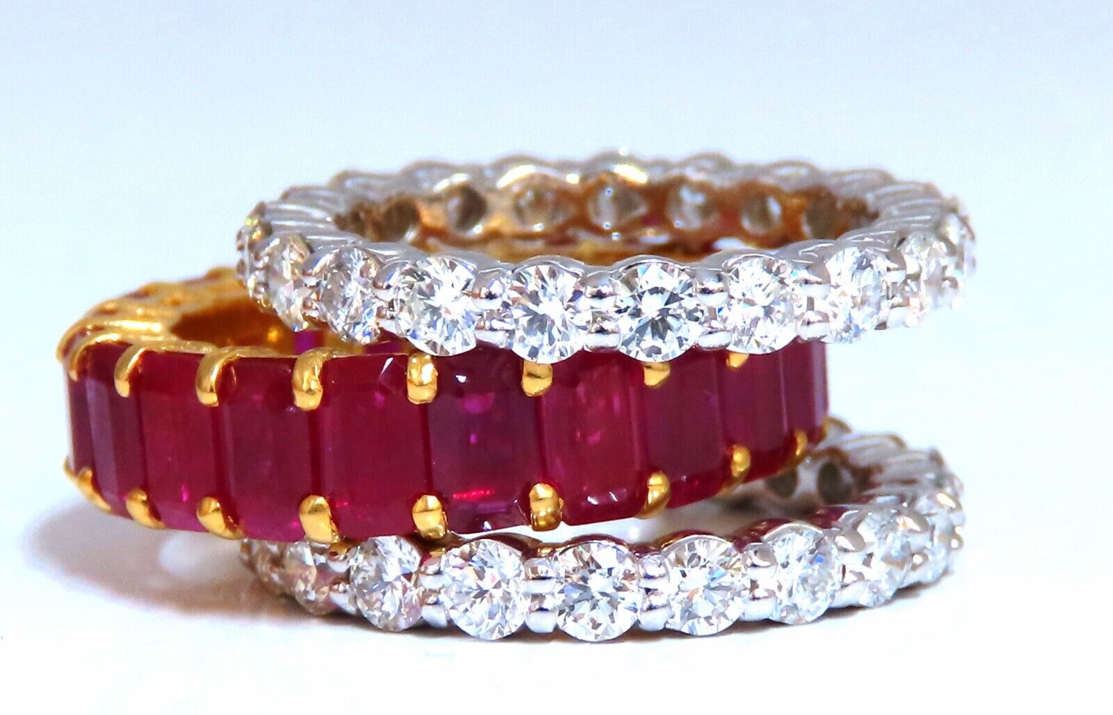 14kt Natural Vivid Red Ruby Stackable Eternity Rings - 11.36ct Diamond Accents | Perfect for Wedding Bands, Anniversary Gifts & Stacking Jewelry