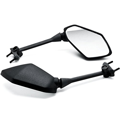 Krator Black Motorcycle Mirrors Replacement for 2009-2014 Kawasaki Ninja 650R ER-6F - Aftermarket Side View Mirrors for Enhanced Safety and Style on Road Trips