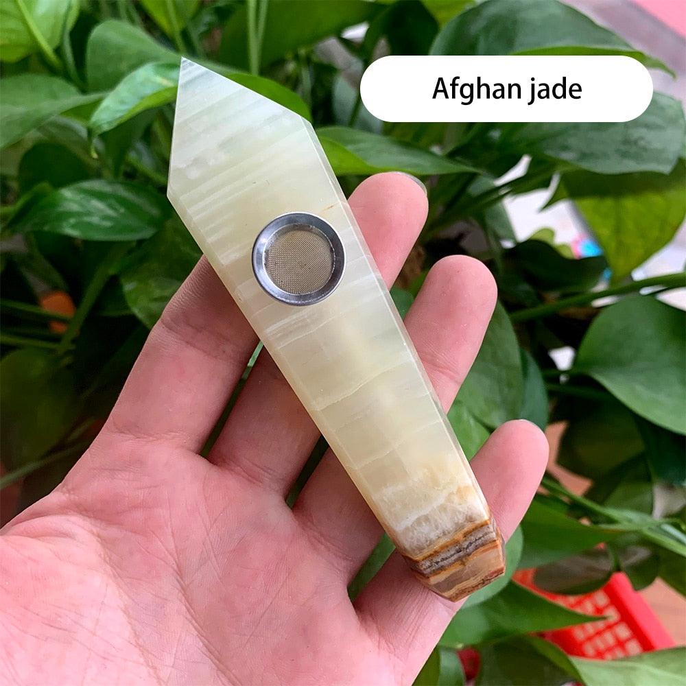 Natural Crystal Pipe with Metal Filter - Rose Quartz Healing Wand for Meditation, Relaxation & Energy Cleansing | Perfect for Reiki, Yoga & Spiritual Practices